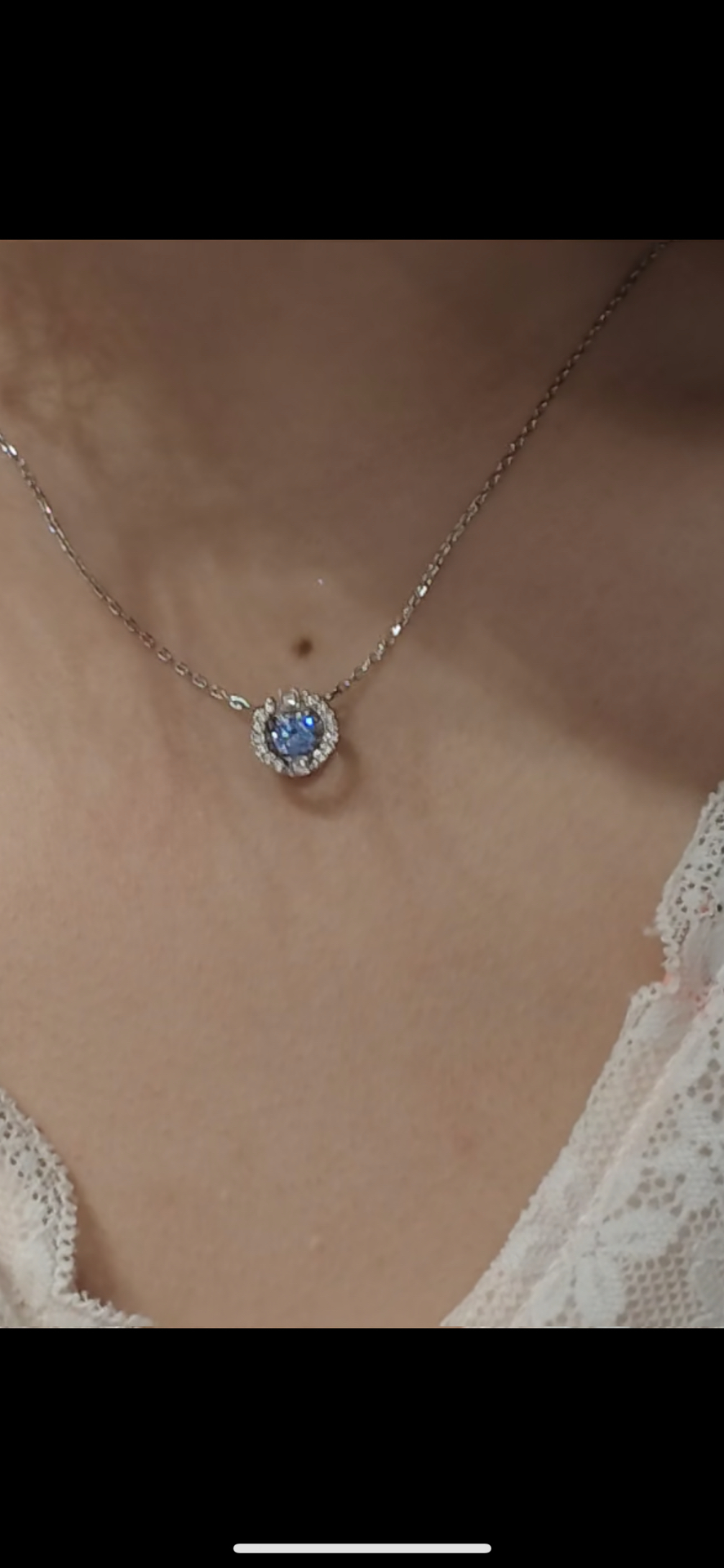 custom review-Swarovski Искусственный кристалл белый ожерелье с покрытием из белого золота женский синий