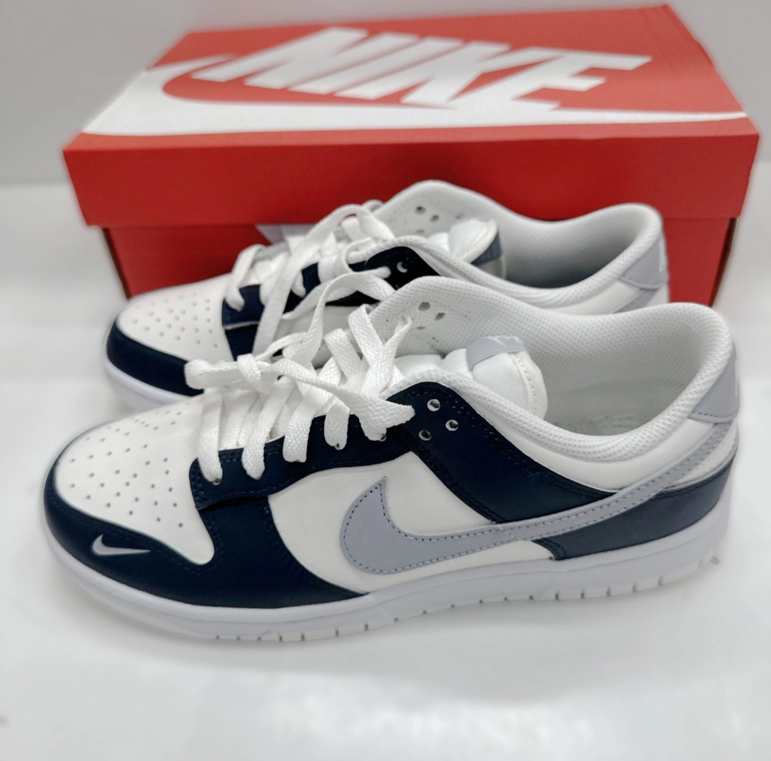 custom review-Nike Dunk Low 'Armory Темно-синий' Противоскользящие Устойчивые к истиранию Низкие Кроссовки для скейтбординга Женские Белые Синие