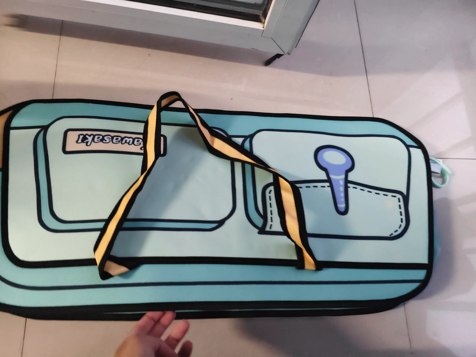 custom review-Кавасаки Губка Боб Коллаборация Полиэстер Кемпинг Сумка Путешествие Спортзал Сумка Большая Унисекс Светло-Зеленая