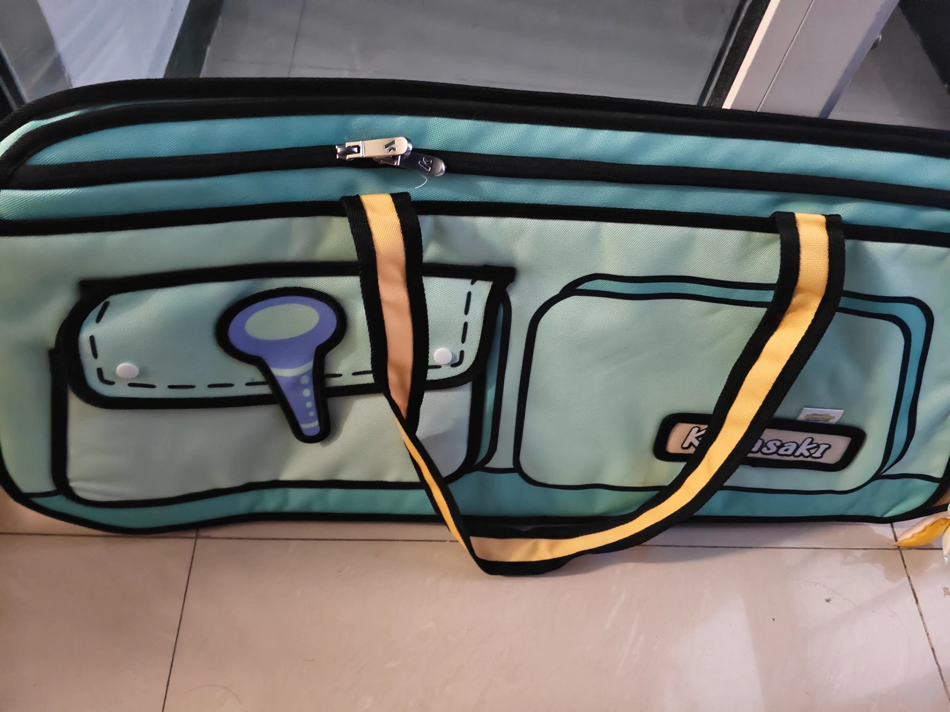 custom review-Кавасаки Губка Боб Коллаборация Полиэстер Кемпинг Сумка Путешествие Спортзал Сумка Большая Унисекс Светло-Зеленая