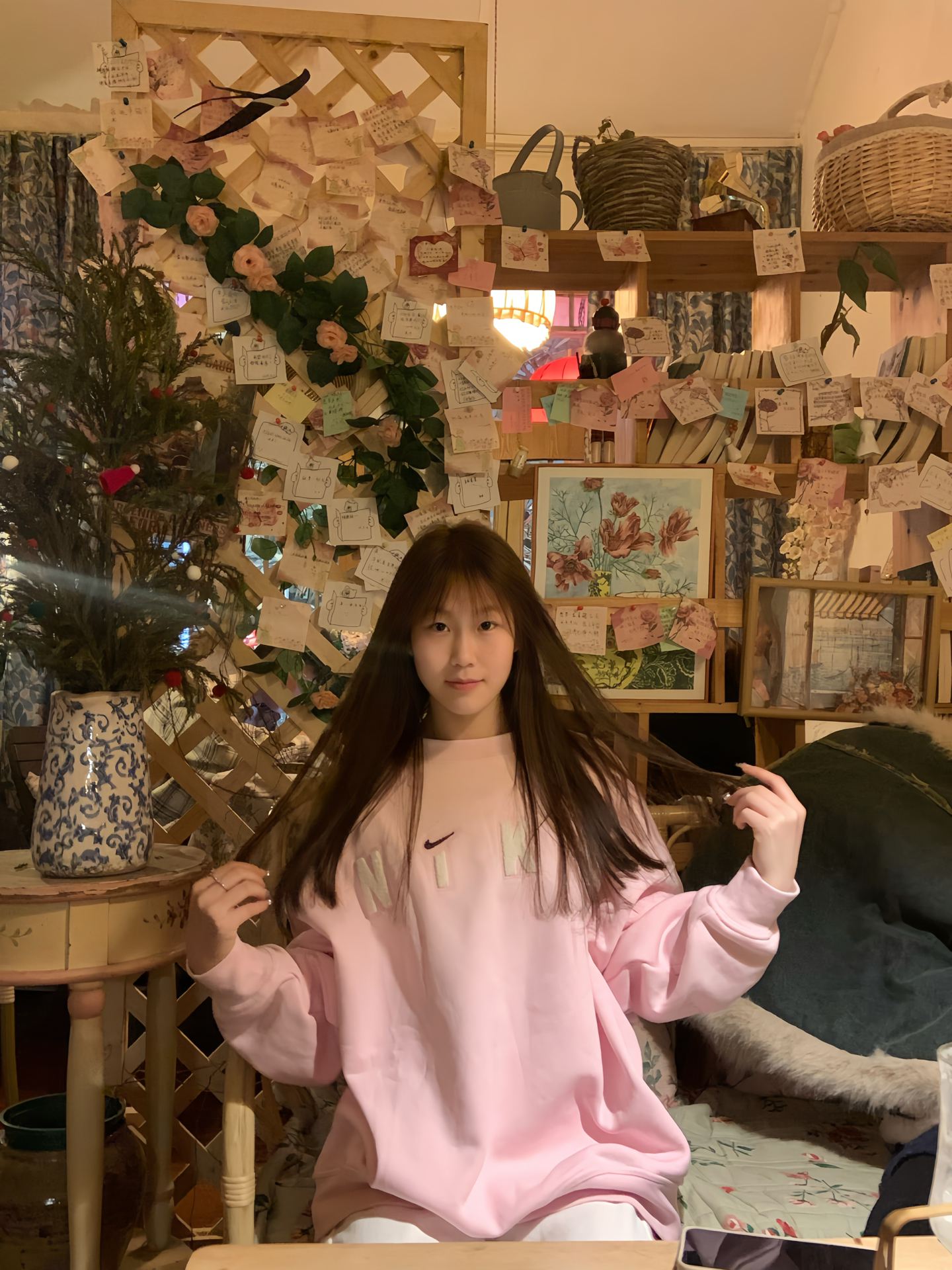 custom review-nike AS W NSW Cozy FLC OS CRW Толстовка Женская Розовая