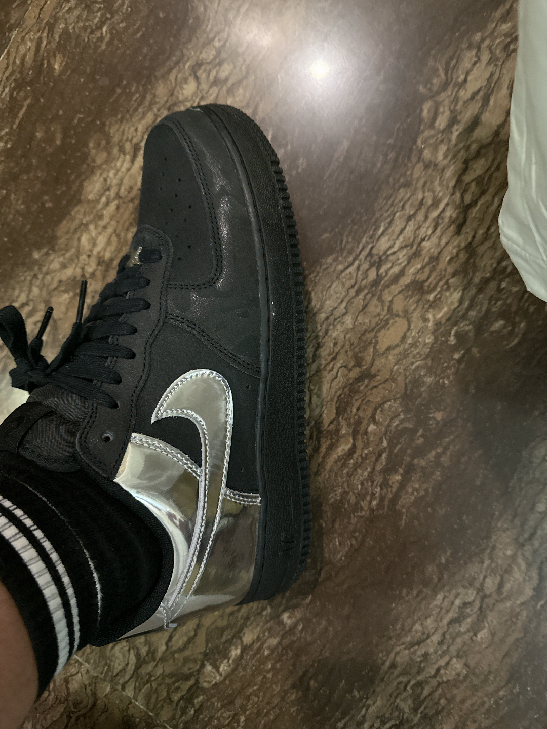 custom review-Nike Air FORCE 1 Slip-on Устойчивый к истиранию Низкий Топ Скейтбординг Кроссовки Унисекс Черный Белый