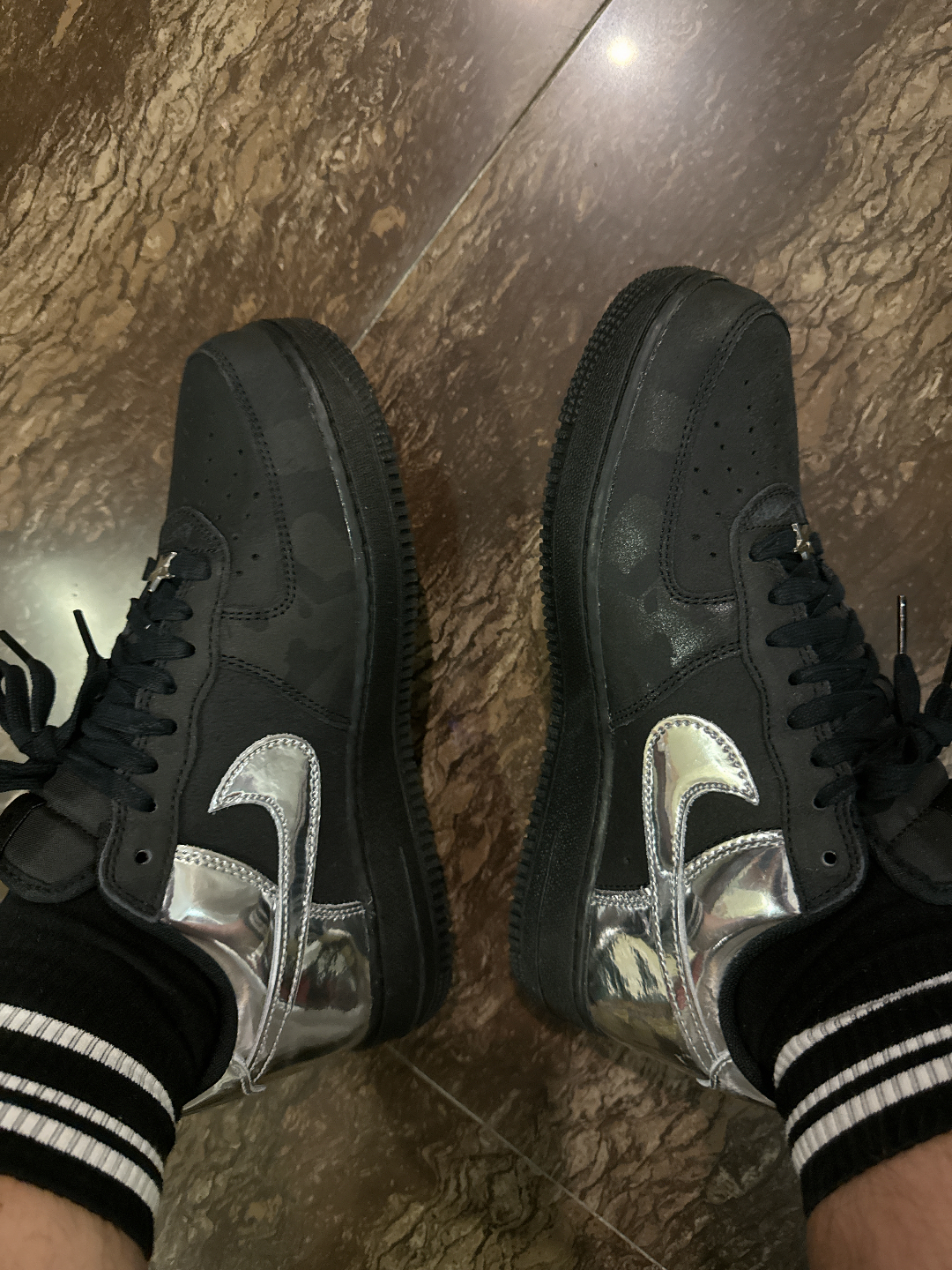 custom review-Nike Air FORCE 1 Slip-on Устойчивый к истиранию Низкий Топ Скейтбординг Кроссовки Унисекс Черный Белый