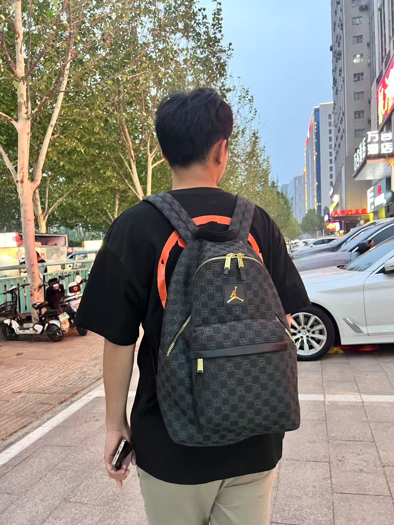 jordan 乔丹 交织字母 涤纶 书包背包双肩包