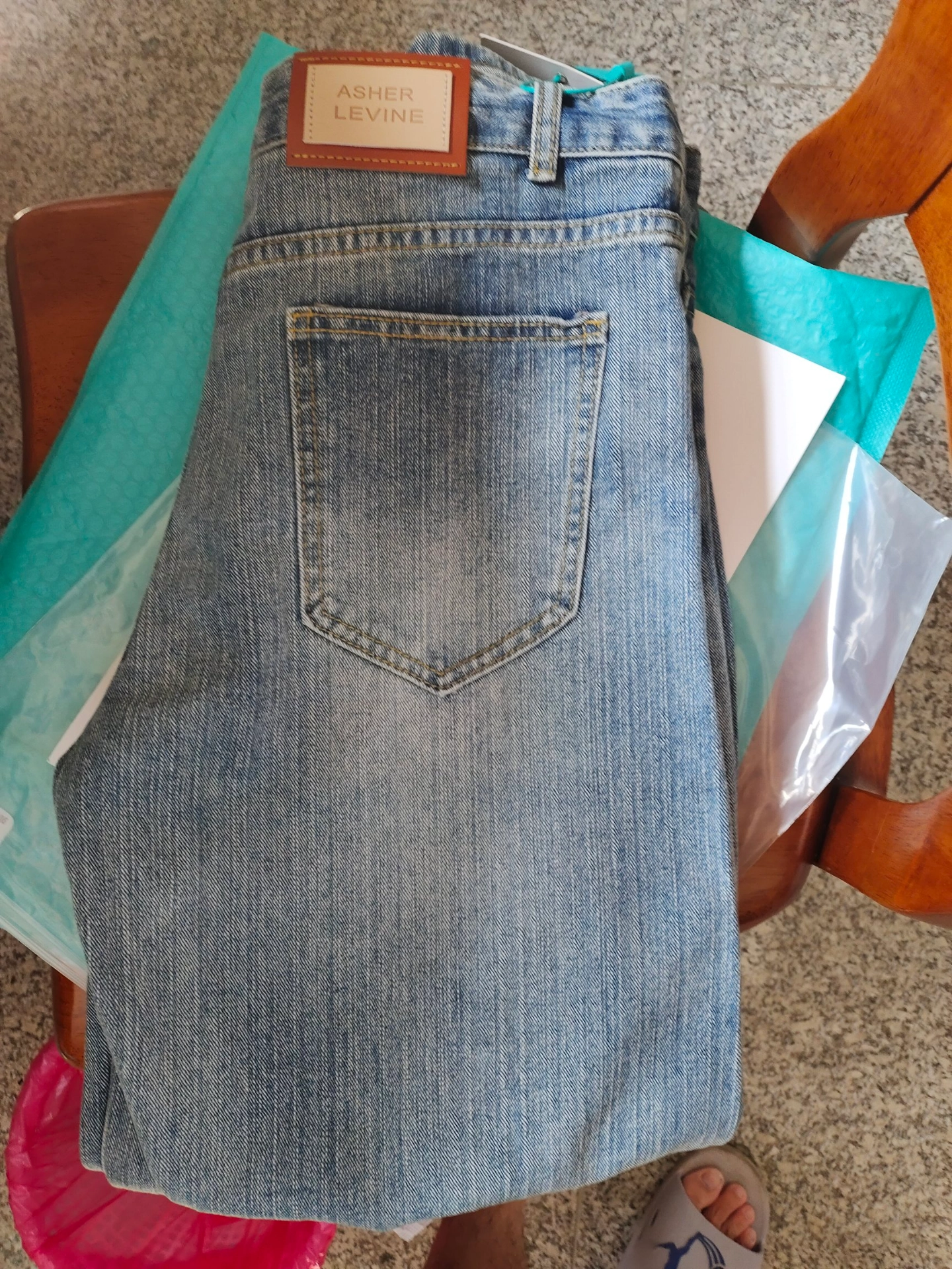 custom review-ASHER LEVINE Ностальгический синий Унисекс Джинсы