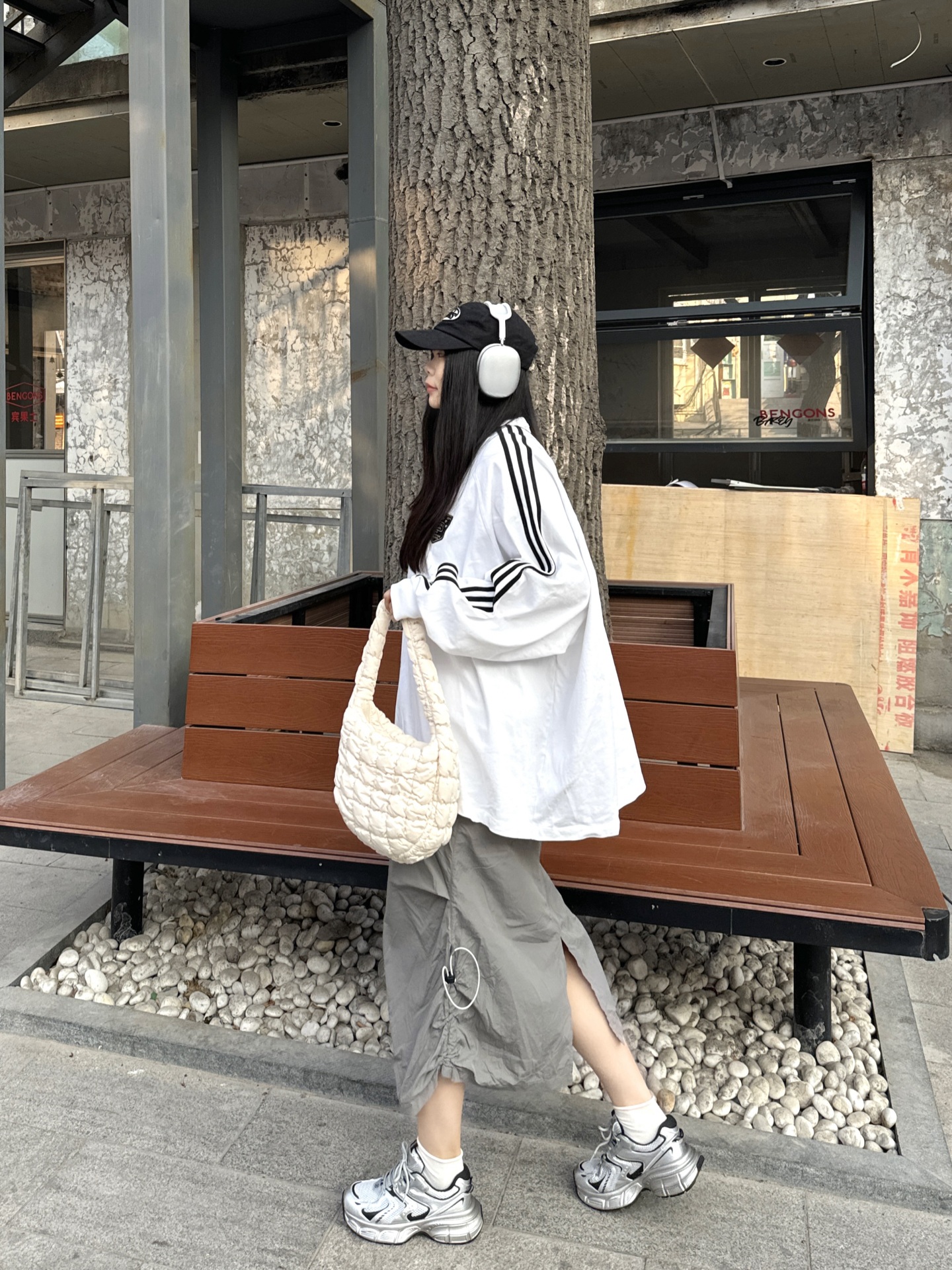 灰色工装裙搭老爹鞋ootd📸