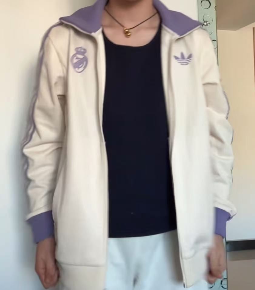 custom review-Adidas Originals REAL MADRID TRACKTOP FW24 Куртка Мужская Чудо Белый Магия Светло-Фиолетовый