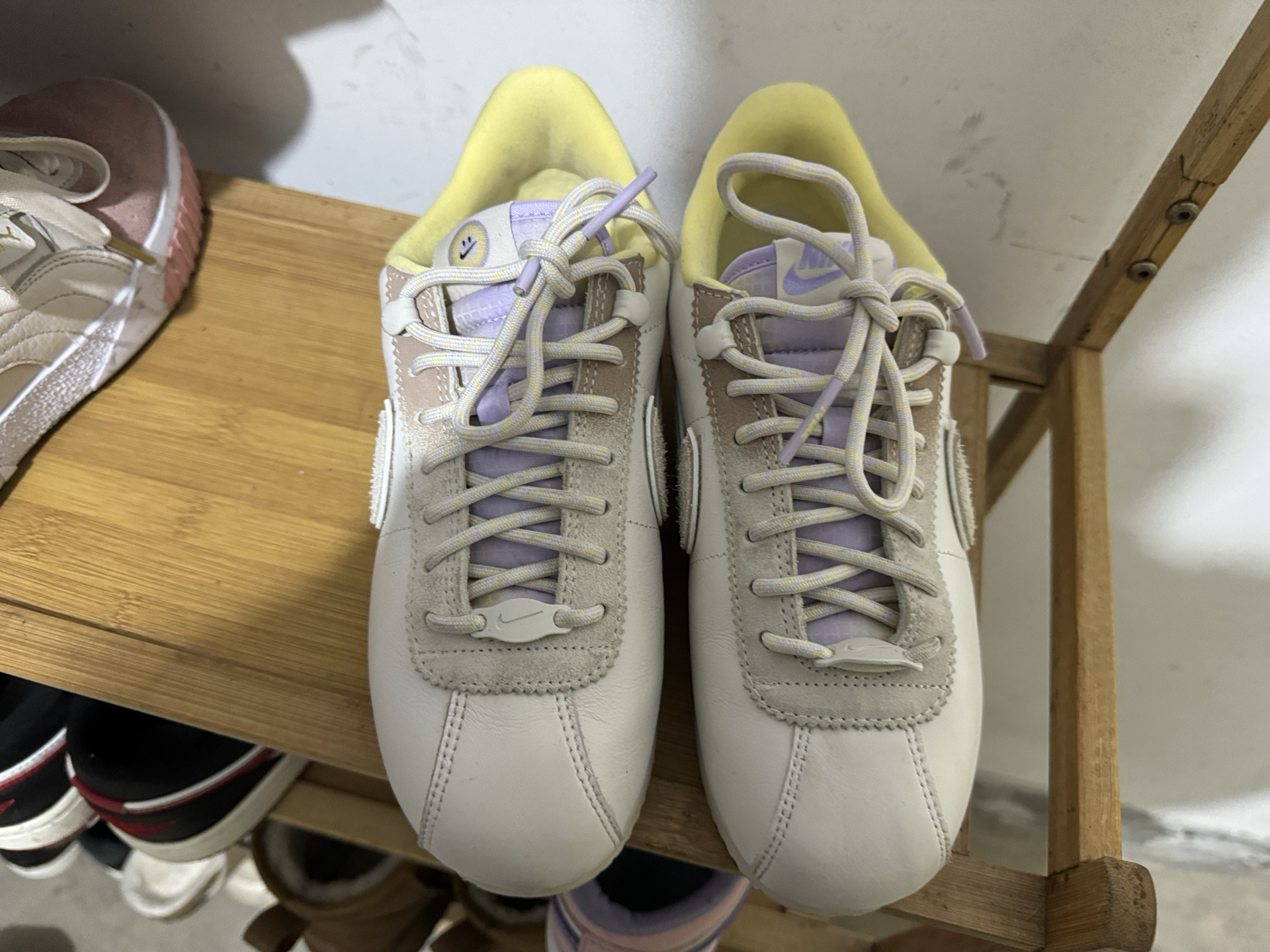 custom review-Nike Cortez 23 Low Топ Беговые кроссовки Унисекс Бежевый Белый Фиолетовый Желтый