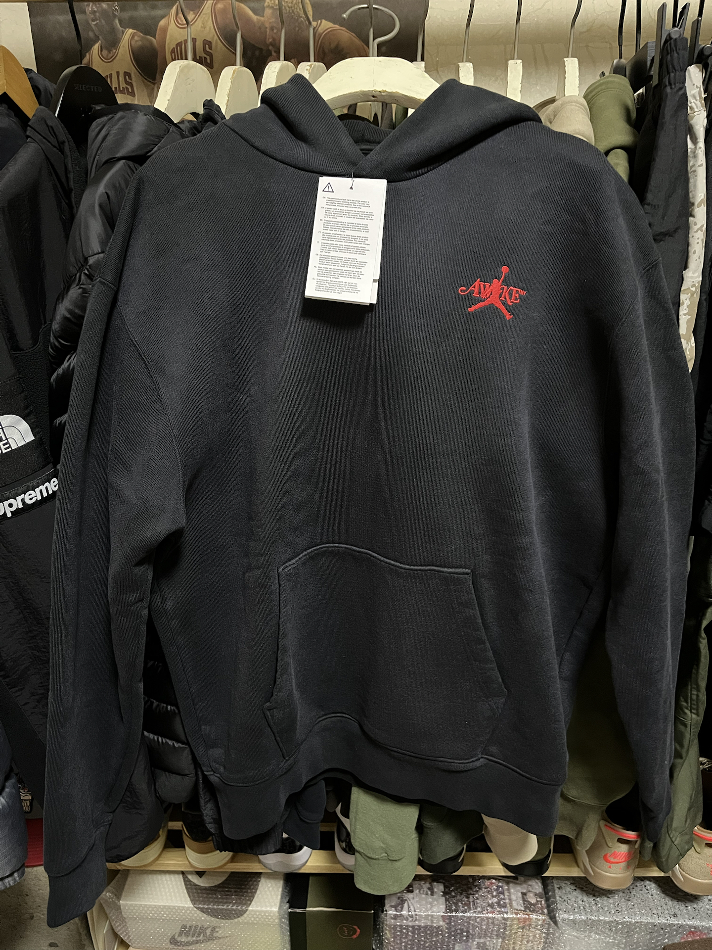 jordan jordan x awake ny ss24 logo刺绣连帽休闲长袖卫衣 男款 黑色