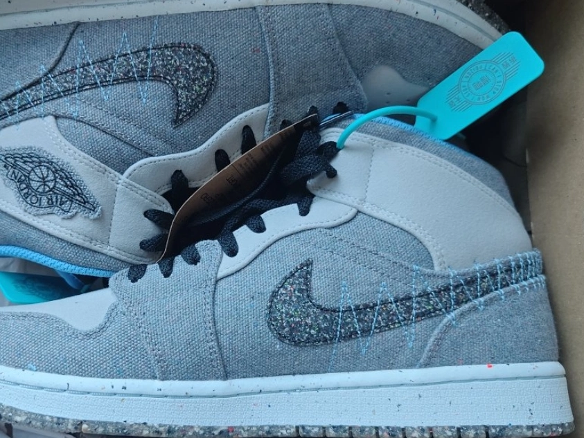 custom review-Jordan Air Jordan 1 MID SE 'Crater' MID Топ Винтажные баскетбольные кроссовки Мужской Серый черный синий