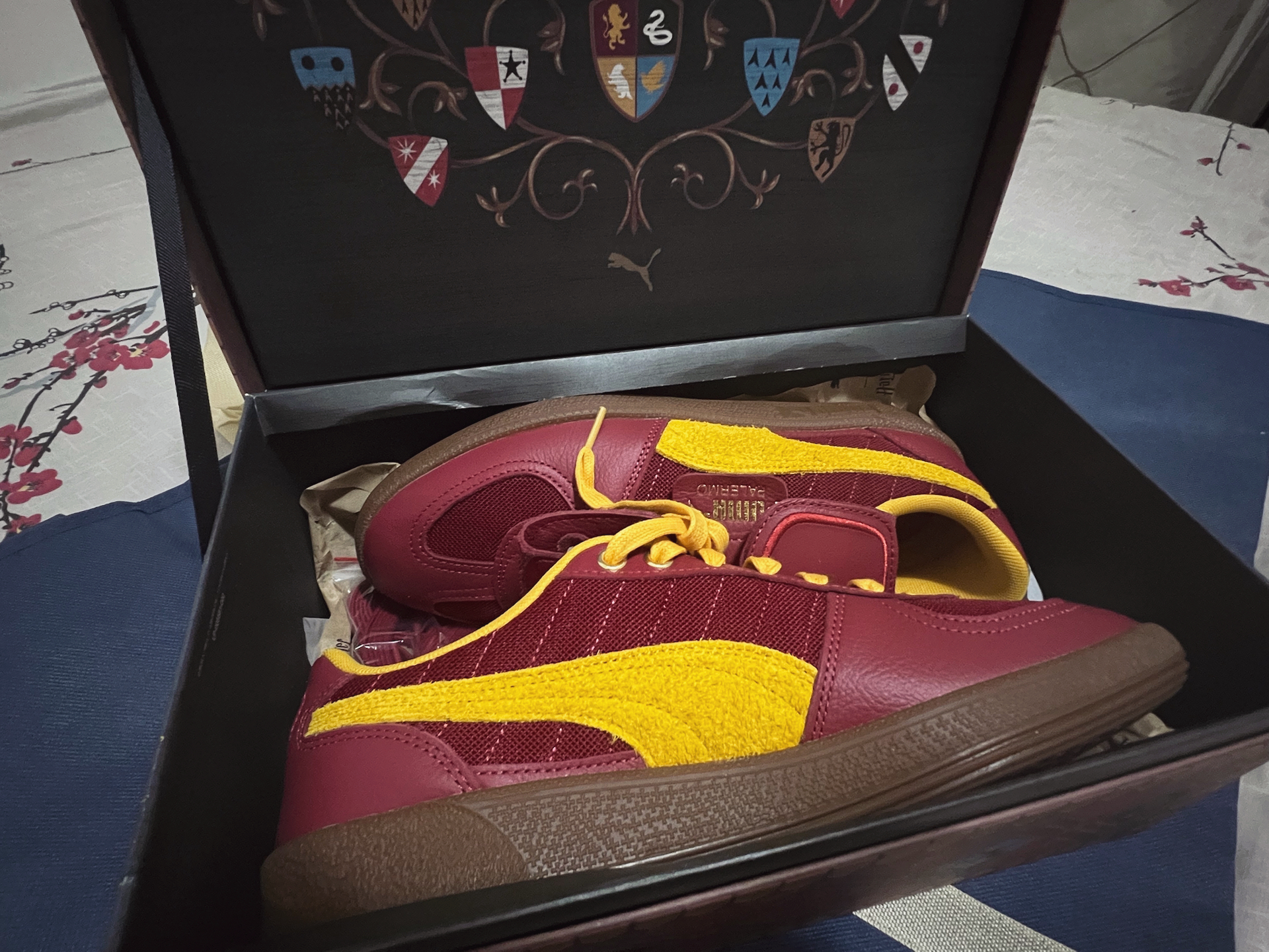 custom review-Гарри Поттер X PUMA Palermo Аbrasion Resistant Низкие Кроссовки для скейтбординга Мужские Темно-красные