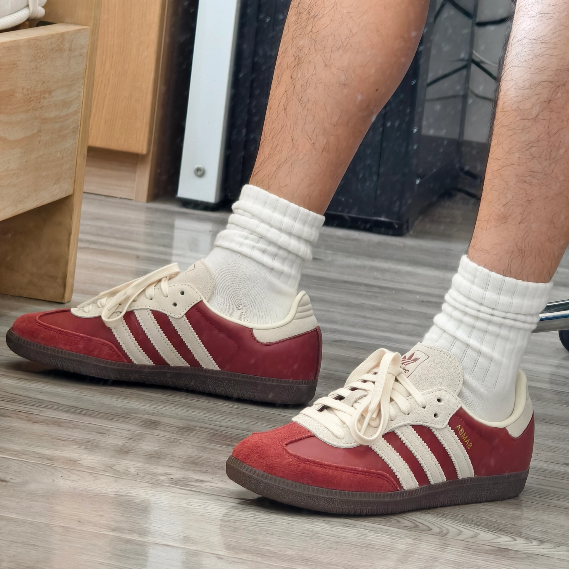 custom review-Adidas Originals SAMBA OG Устойчивые к истиранию низкие скейтборд-кроссовки унисекс красного цвета