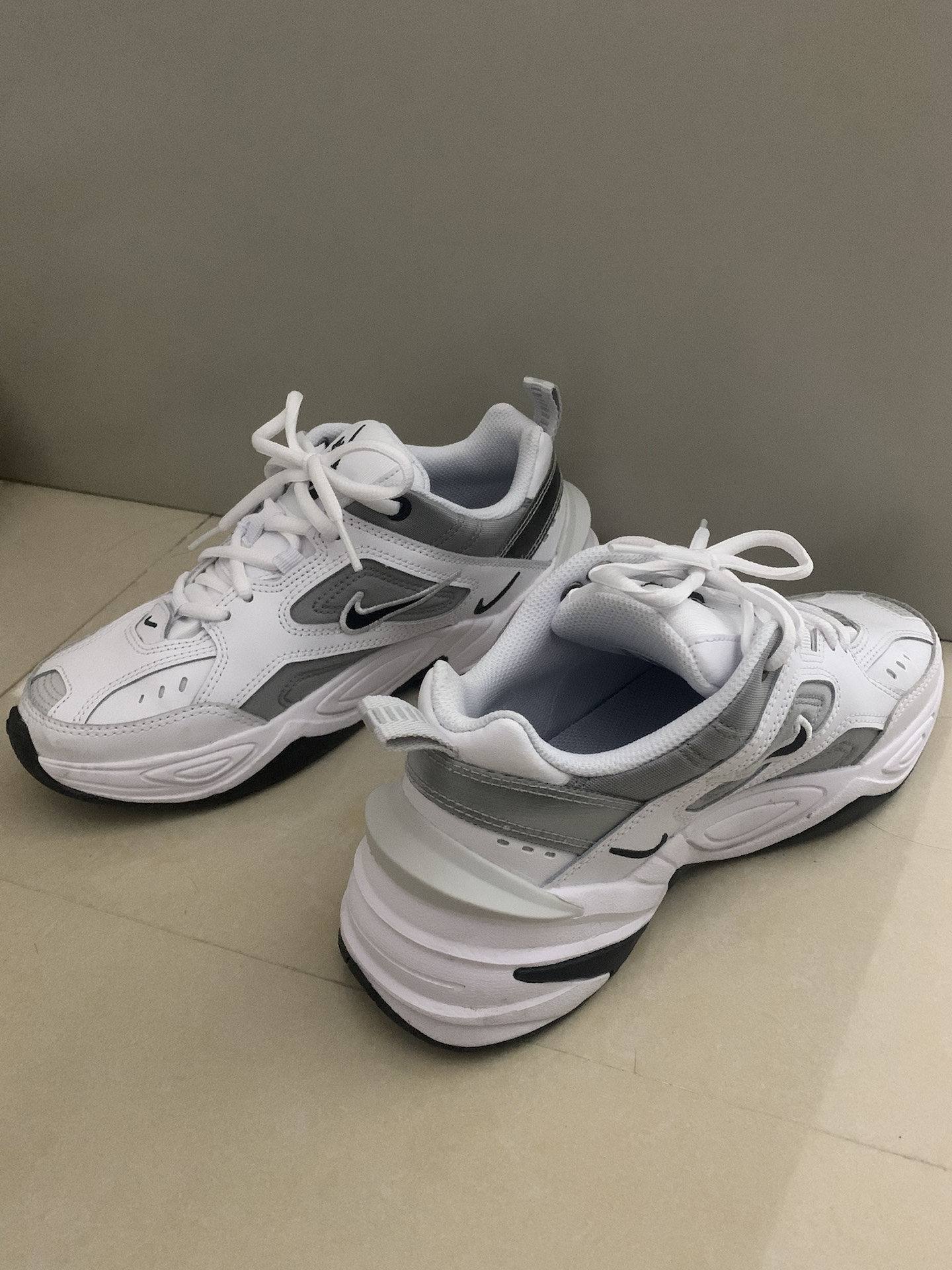 custom review-Nike M2K Tekno Slip Резистентный к истиранию Низкий Топ Толстая подошва Кроссовки Женские Белые