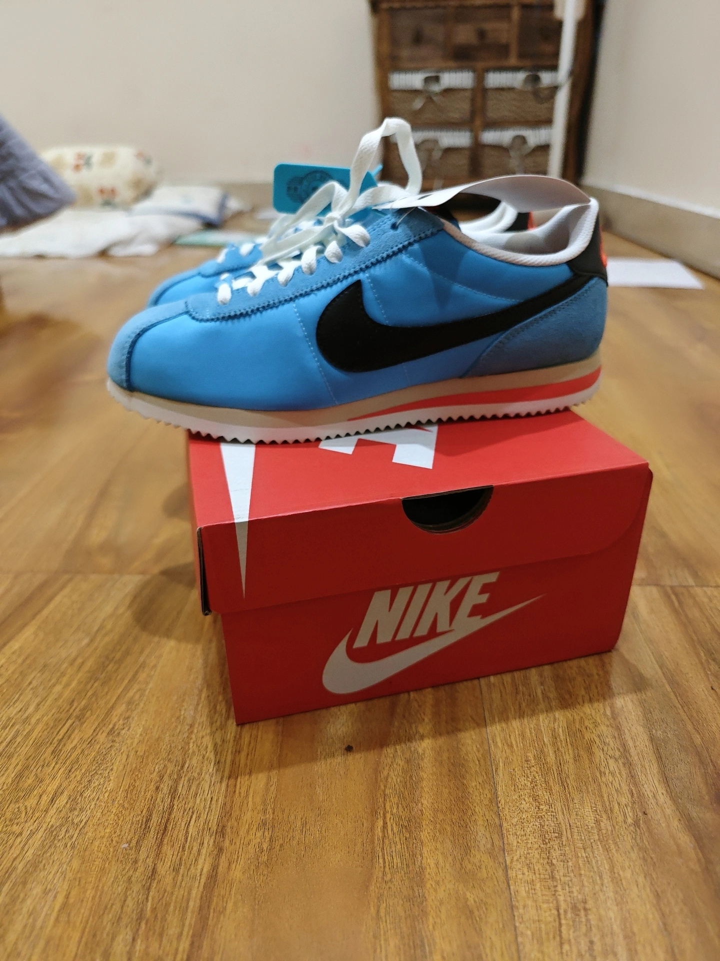 custom review-Nike Cortez Slip-on Устойчивый к истиранию Низкий Топ Скейтбординг Мужской Синий Черный