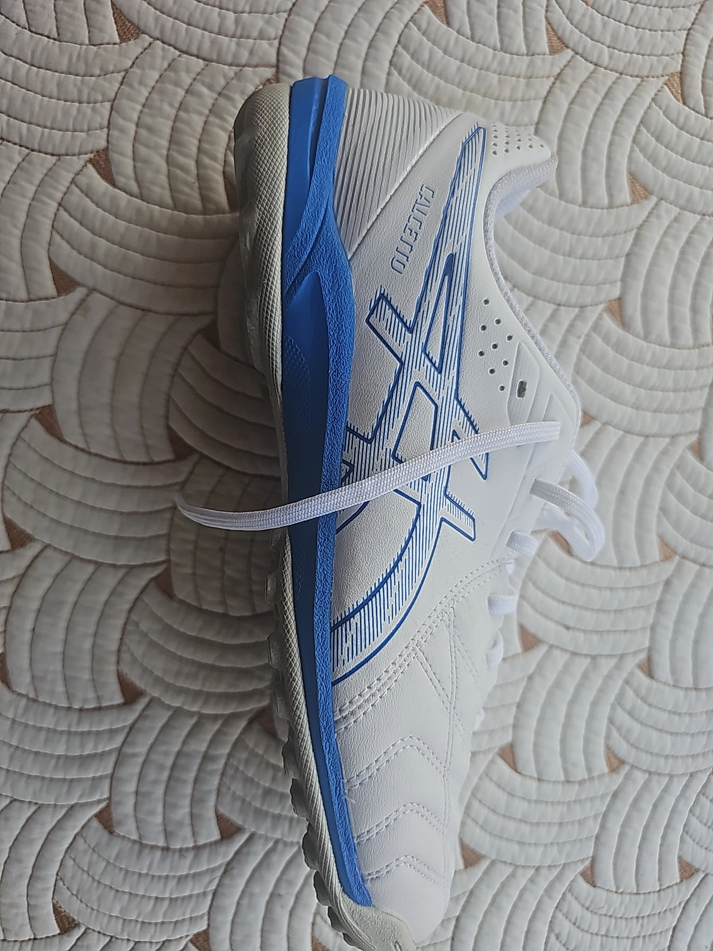 custom review-Asics Calcetto TF Шипы Футбольные бутсы Мужские Белые Синие