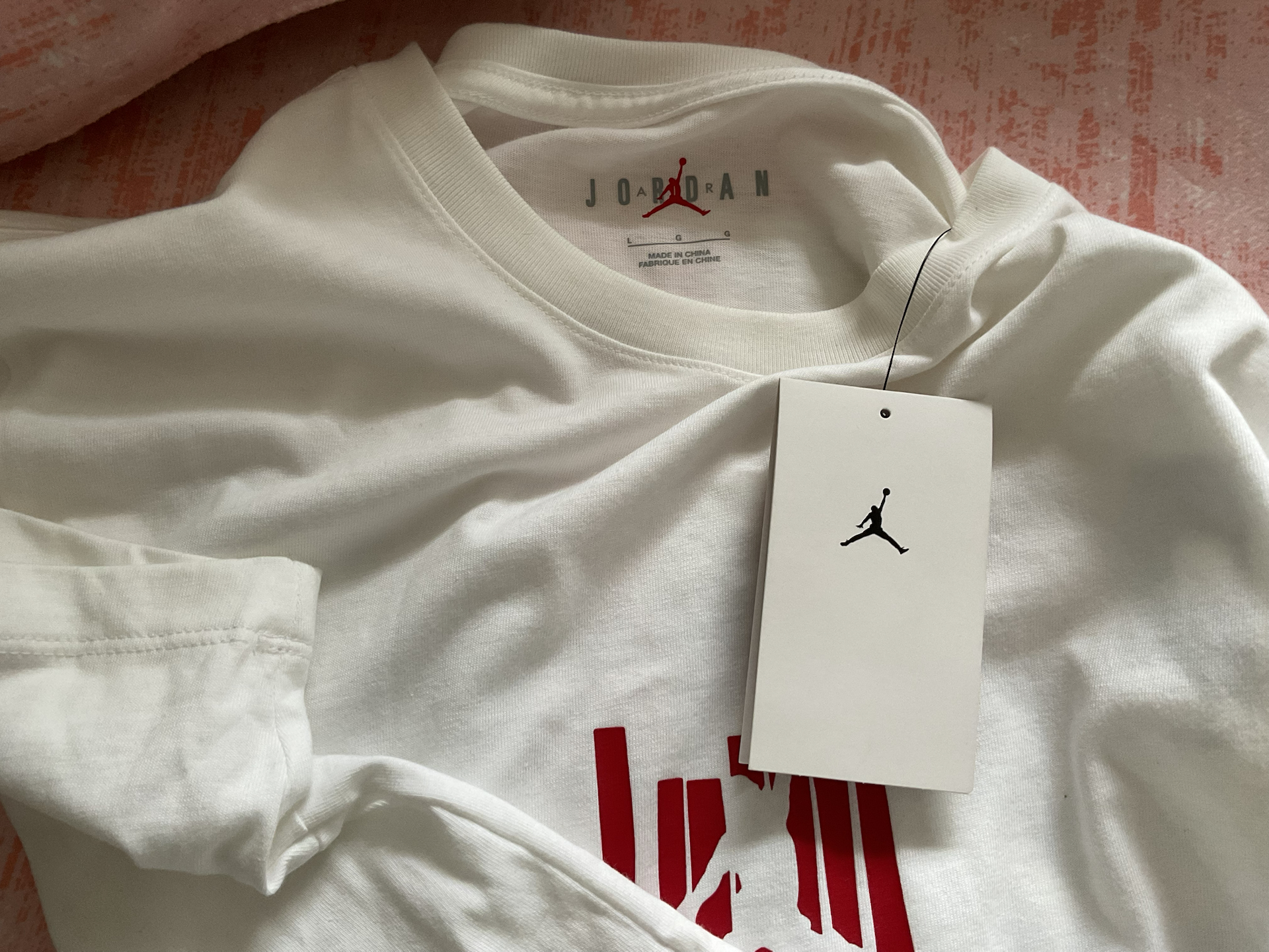 custom review-Джордан T Рубашка Мужская Белая Спортивная Красная