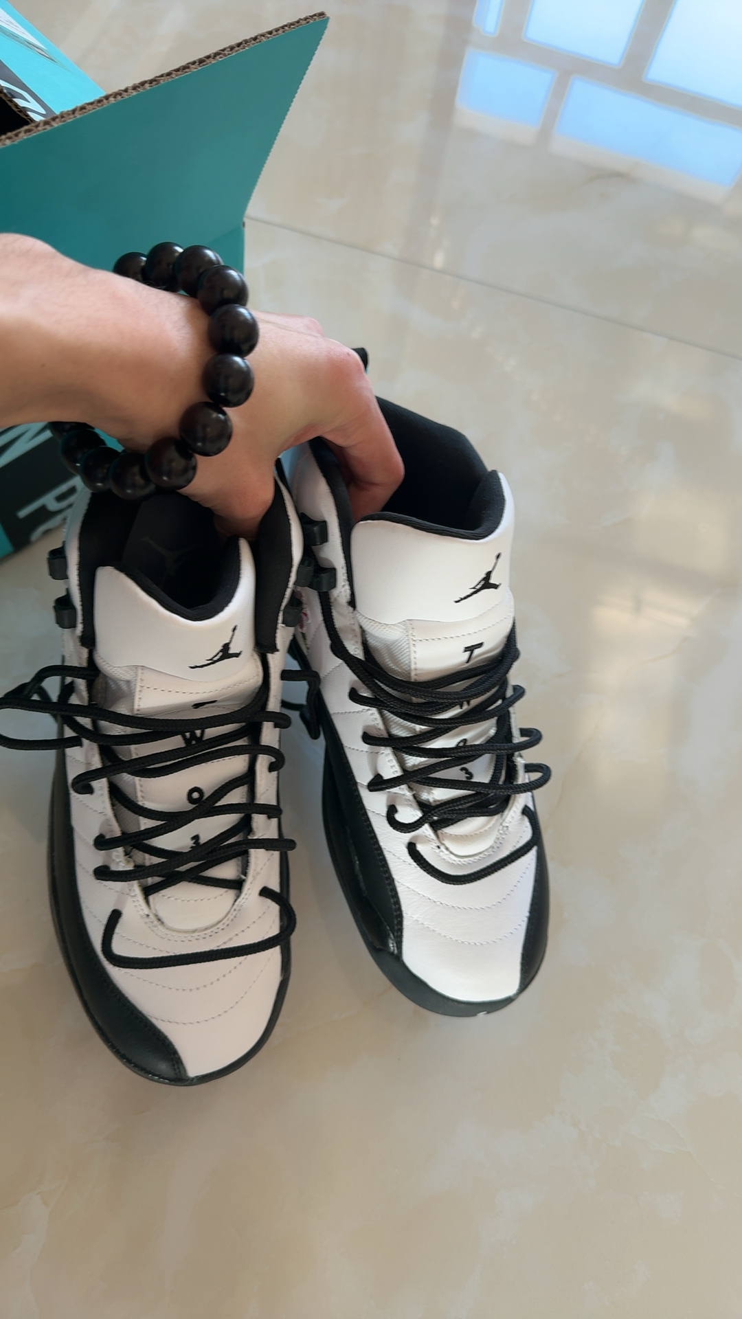 custom review-Jordan Air Джордан 12 Цветочный Износостойкий Высокий Топ Детские Баскетбольные Кроссовки Черный Белый