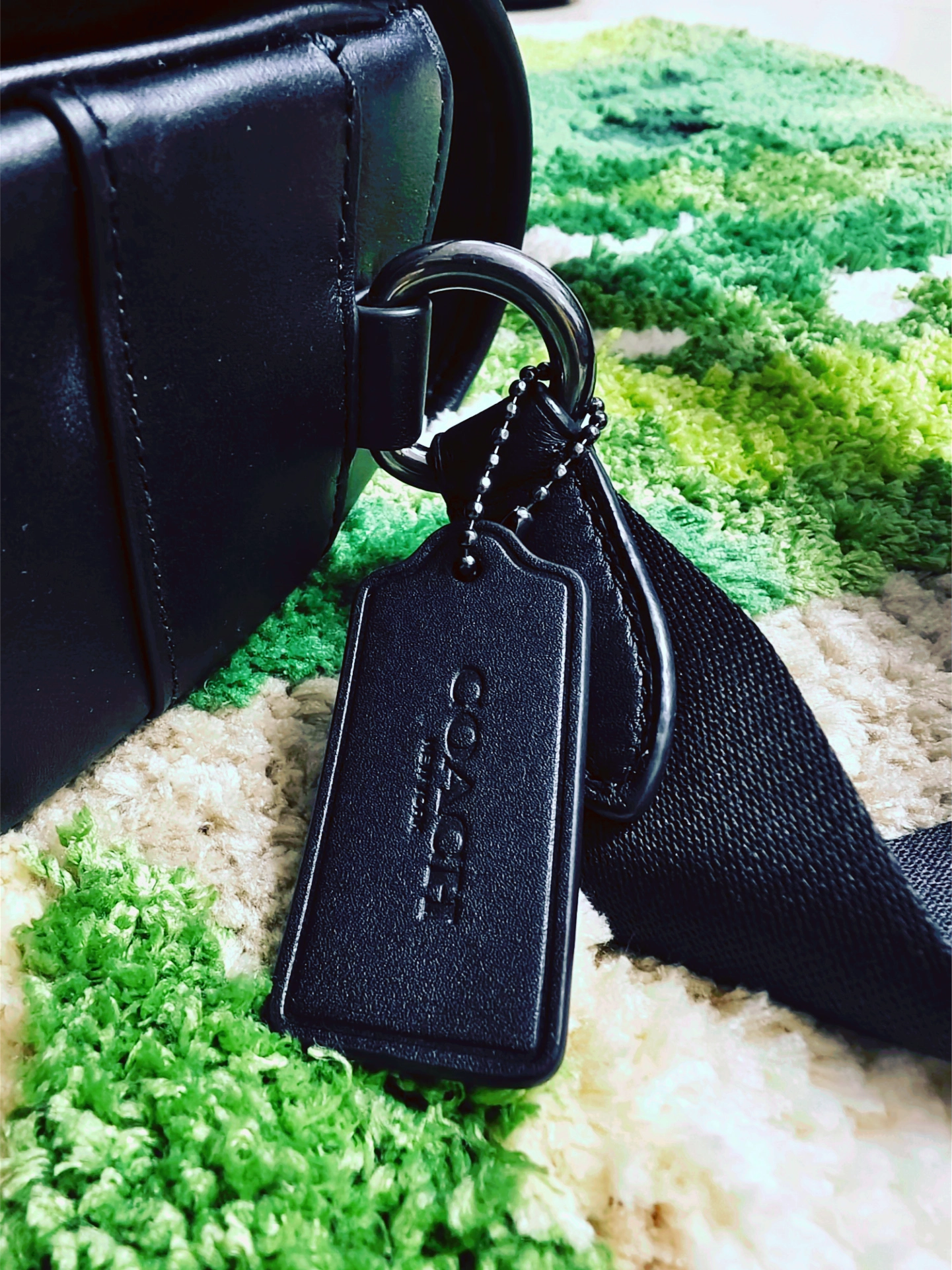 custom review-COACH Racer Покрытый холст с гладкой телячьей кожей курьерская сумка сумка через плечо мужская угольно-серый