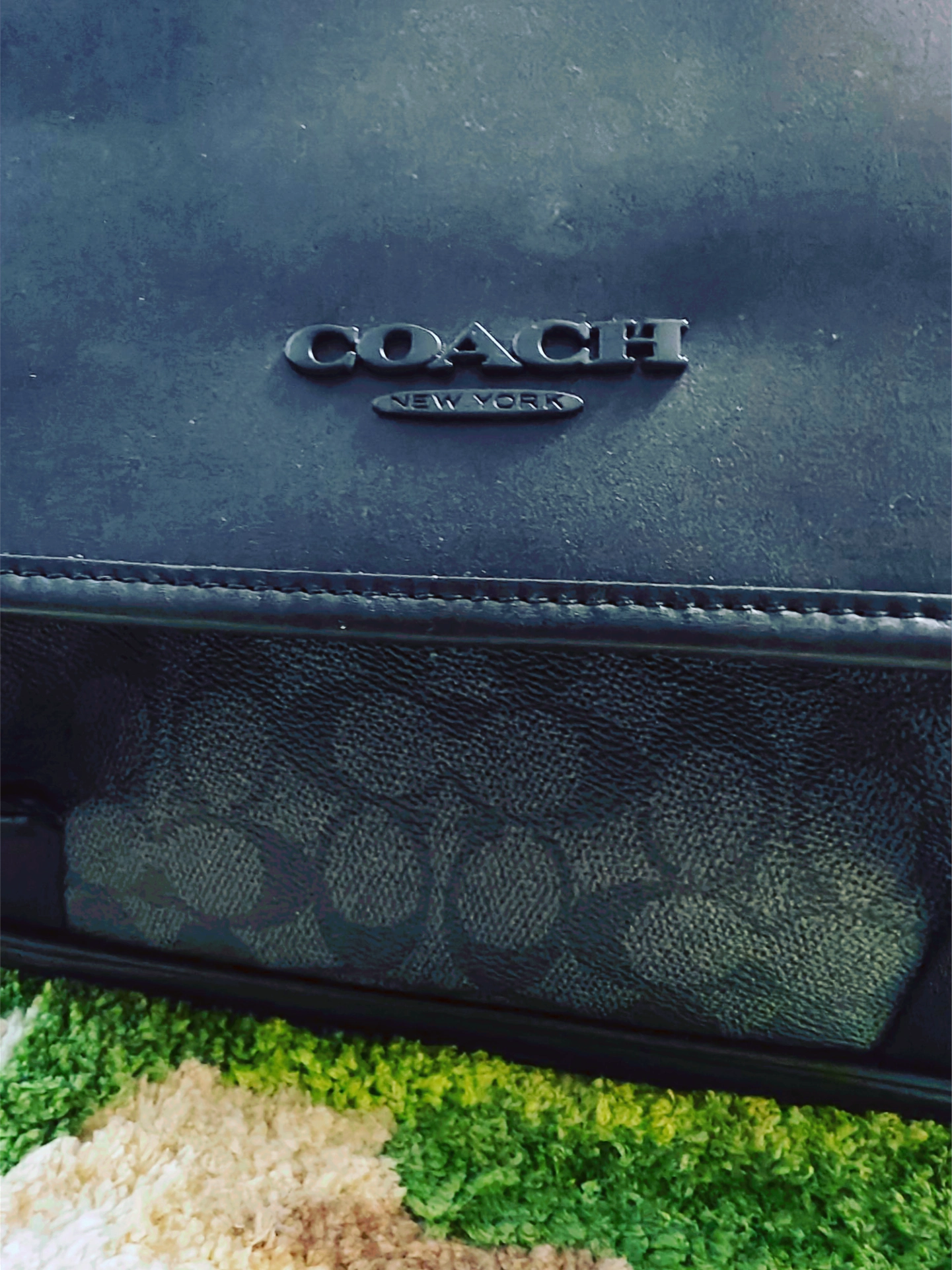 custom review-COACH Racer Покрытый холст с гладкой телячьей кожей курьерская сумка сумка через плечо мужская угольно-серый