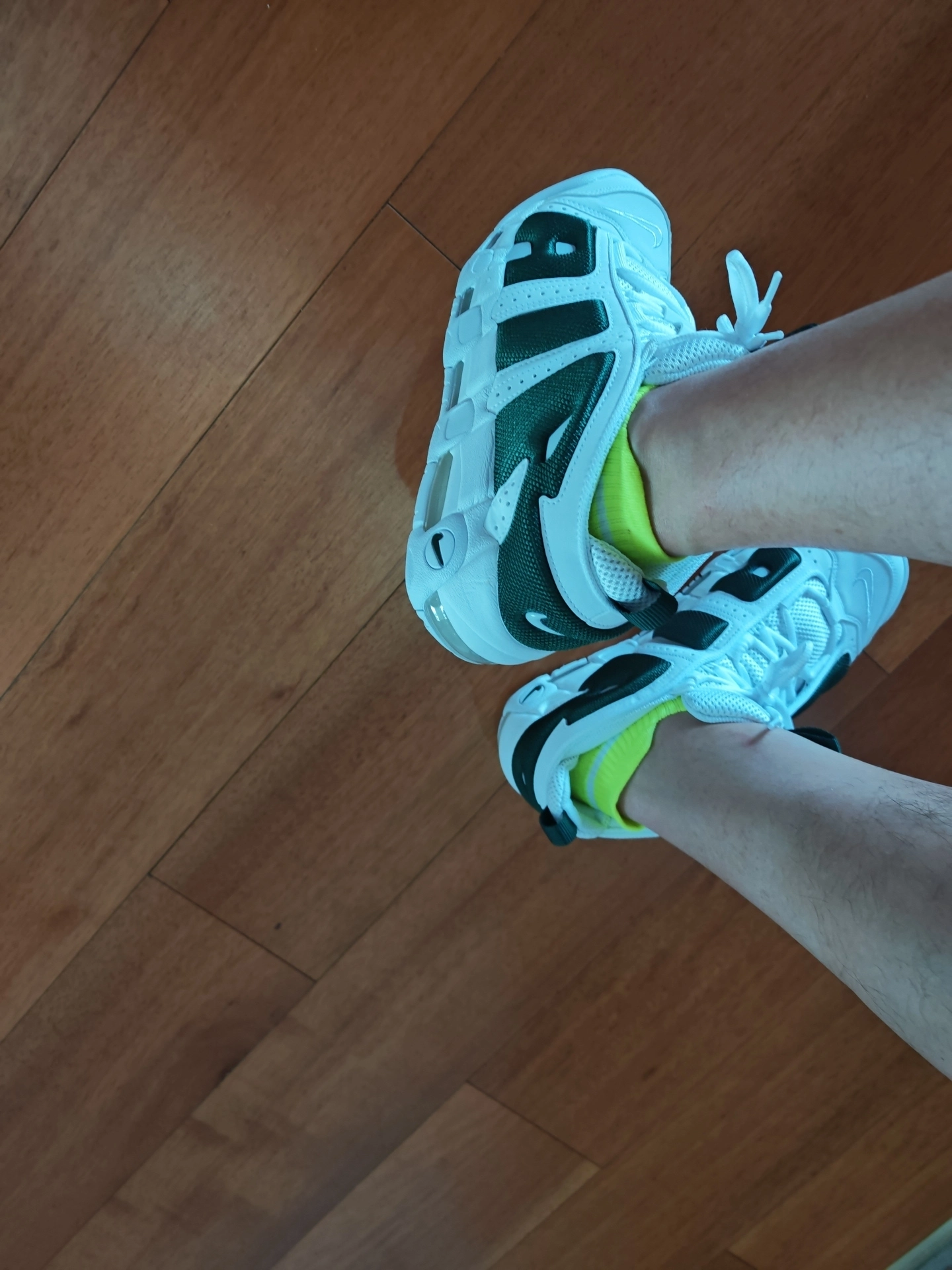 custom review-Nike Air More Uptempo Slip-on Устойчивый к истиранию Низкий Топ Винтажные баскетбольные кроссовки Унисекс Белый Зеленый