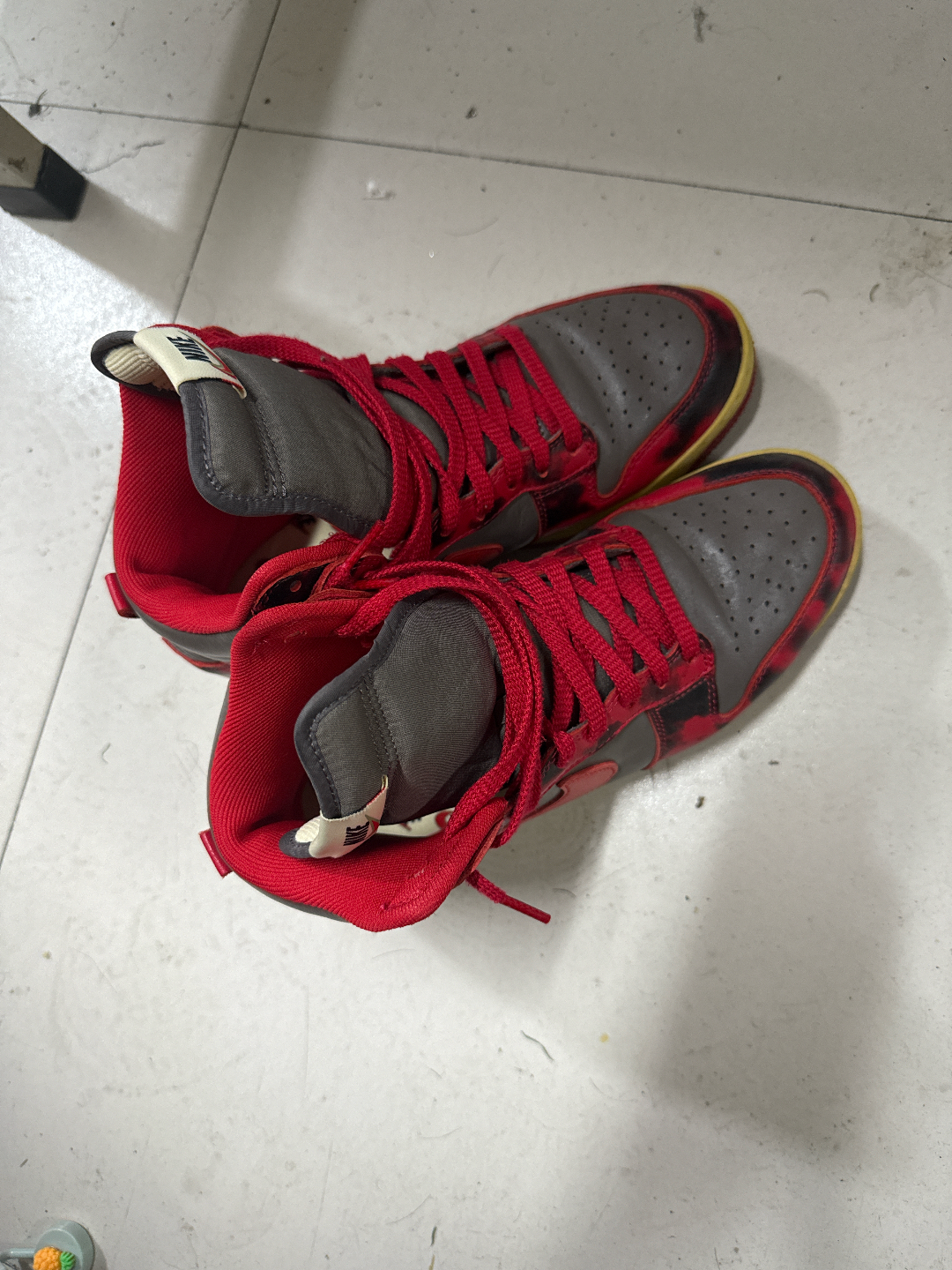 custom review-Nike Dunk High Топ Скейтборд Кроссовки Унисекс Серый Красный