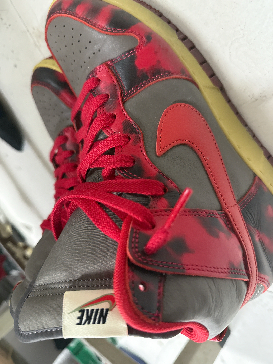 custom review-Nike Dunk High Топ Скейтборд Кроссовки Унисекс Серый Красный