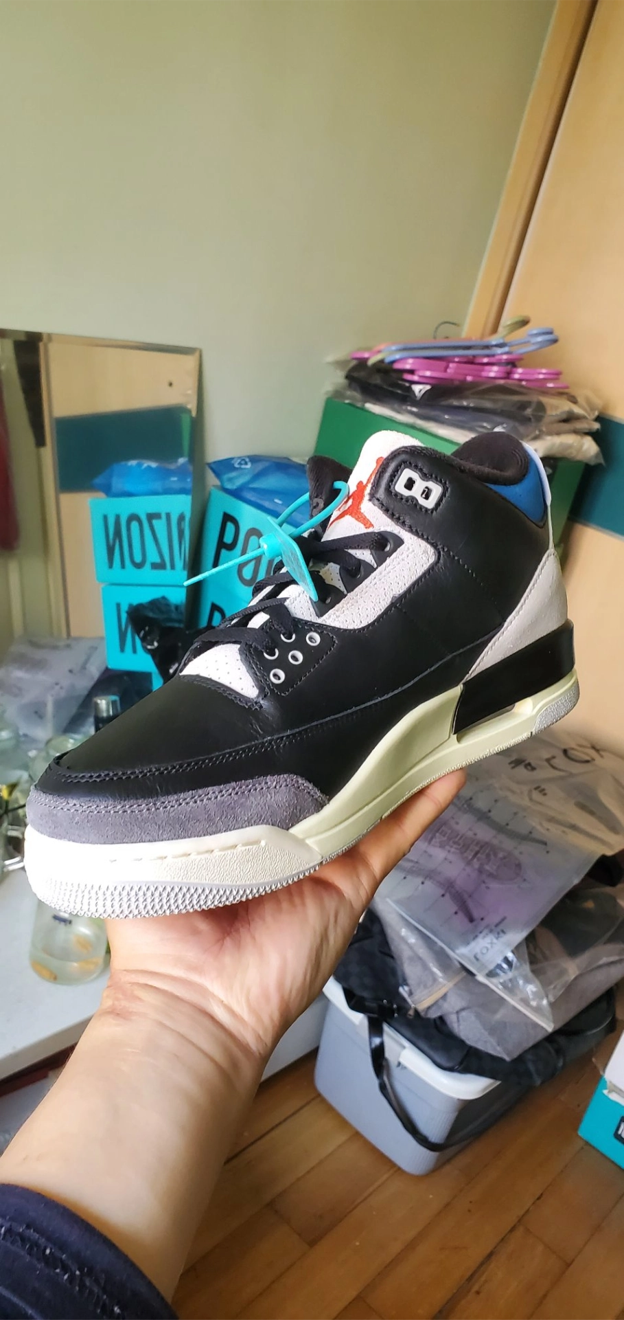 custom review-JORDAN Air Джордан 3 Винтажные баскетбольные кроссовки MID Топ Черный серый красный Мужской