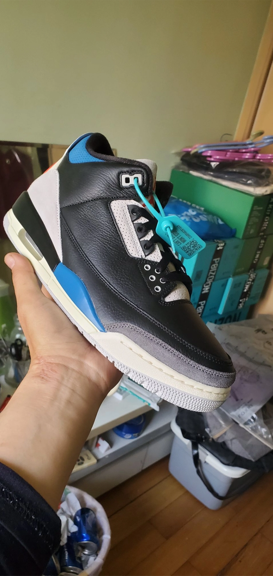 custom review-JORDAN Air Джордан 3 Винтажные баскетбольные кроссовки MID Топ Черный серый красный Мужской