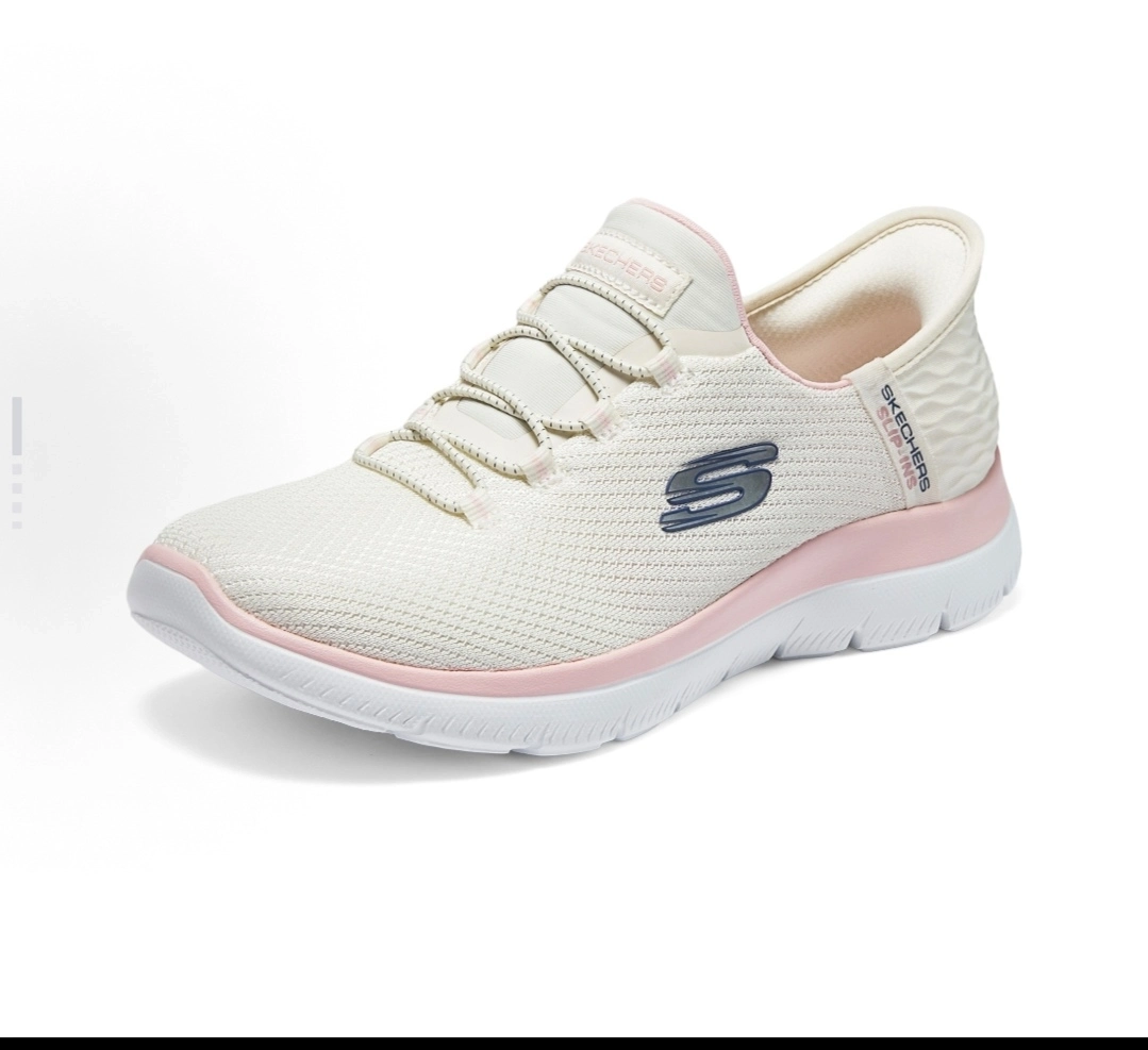 custom review-Skechers Summits Hands Бесплатно Slip ins Устойчивый к истиранию Низкий Топ Повседневная обувь Женская Розовая Белая