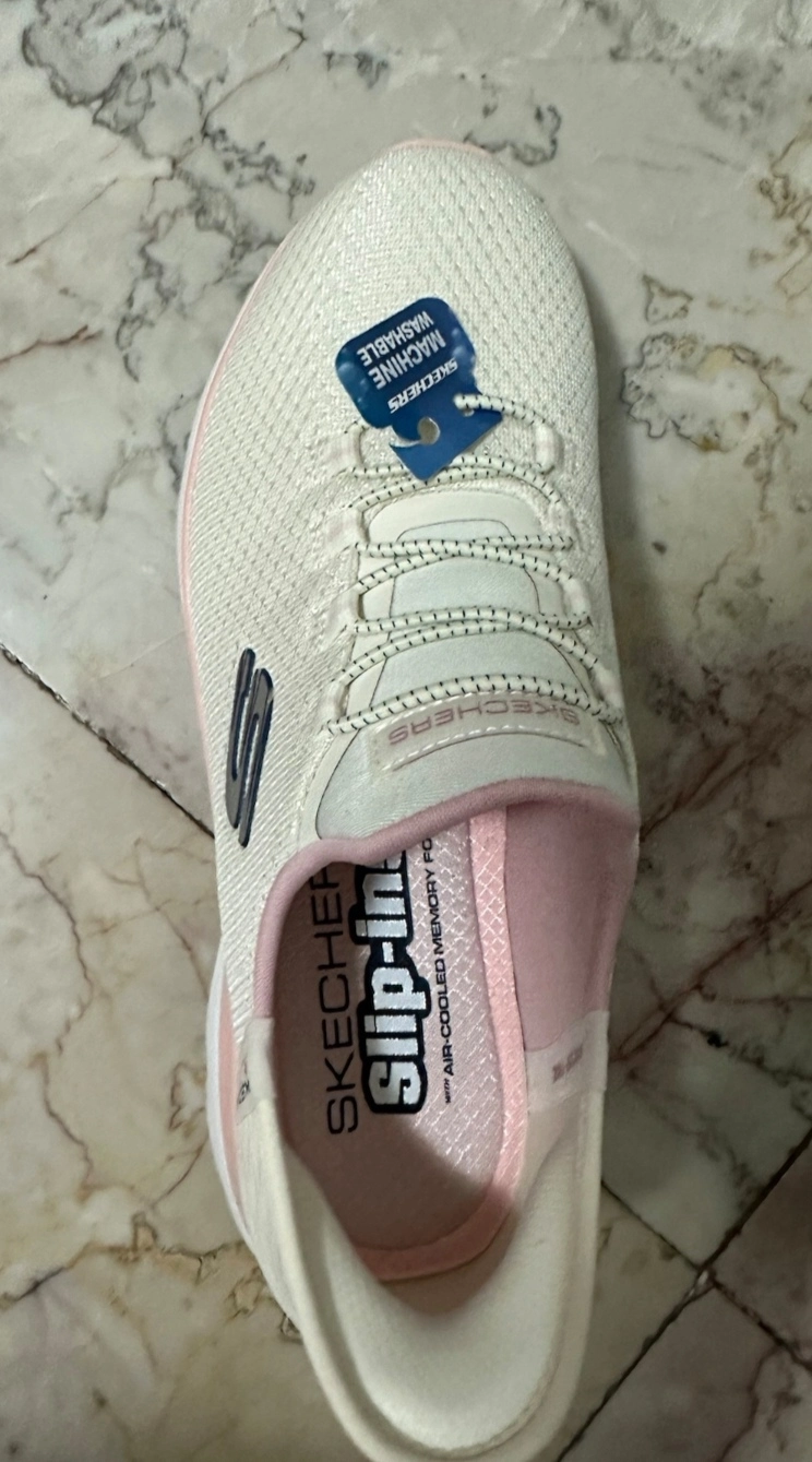 custom review-Skechers Summits Hands Бесплатно Slip ins Устойчивый к истиранию Низкий Топ Повседневная обувь Женская Розовая Белая