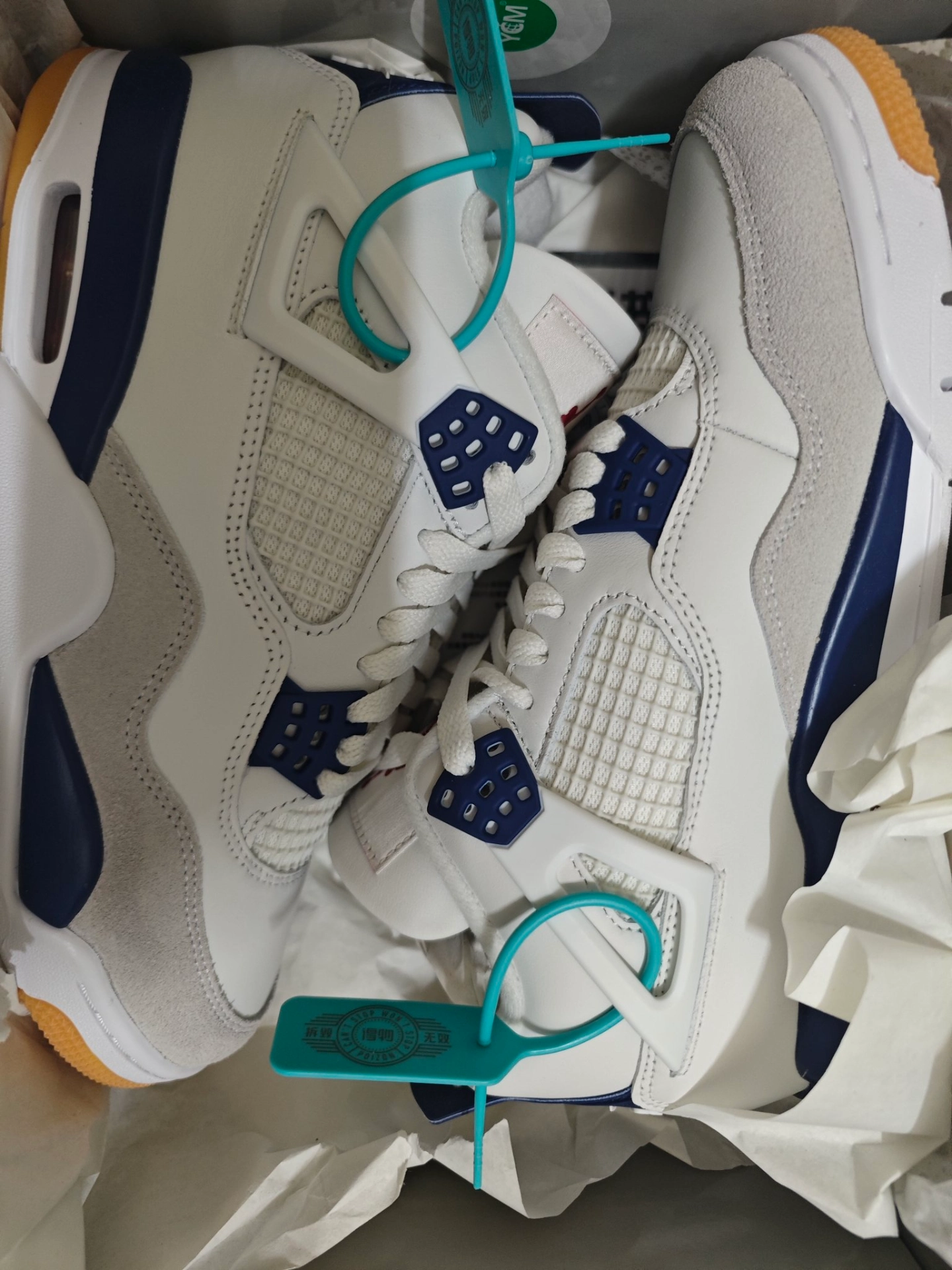 custom review-Nike SB x Jordan Air Jordan 4 'Темно-синий' Устойчивый к истиранию MID Топ Винтажные баскетбольные кроссовки Унисекс Белый Синий