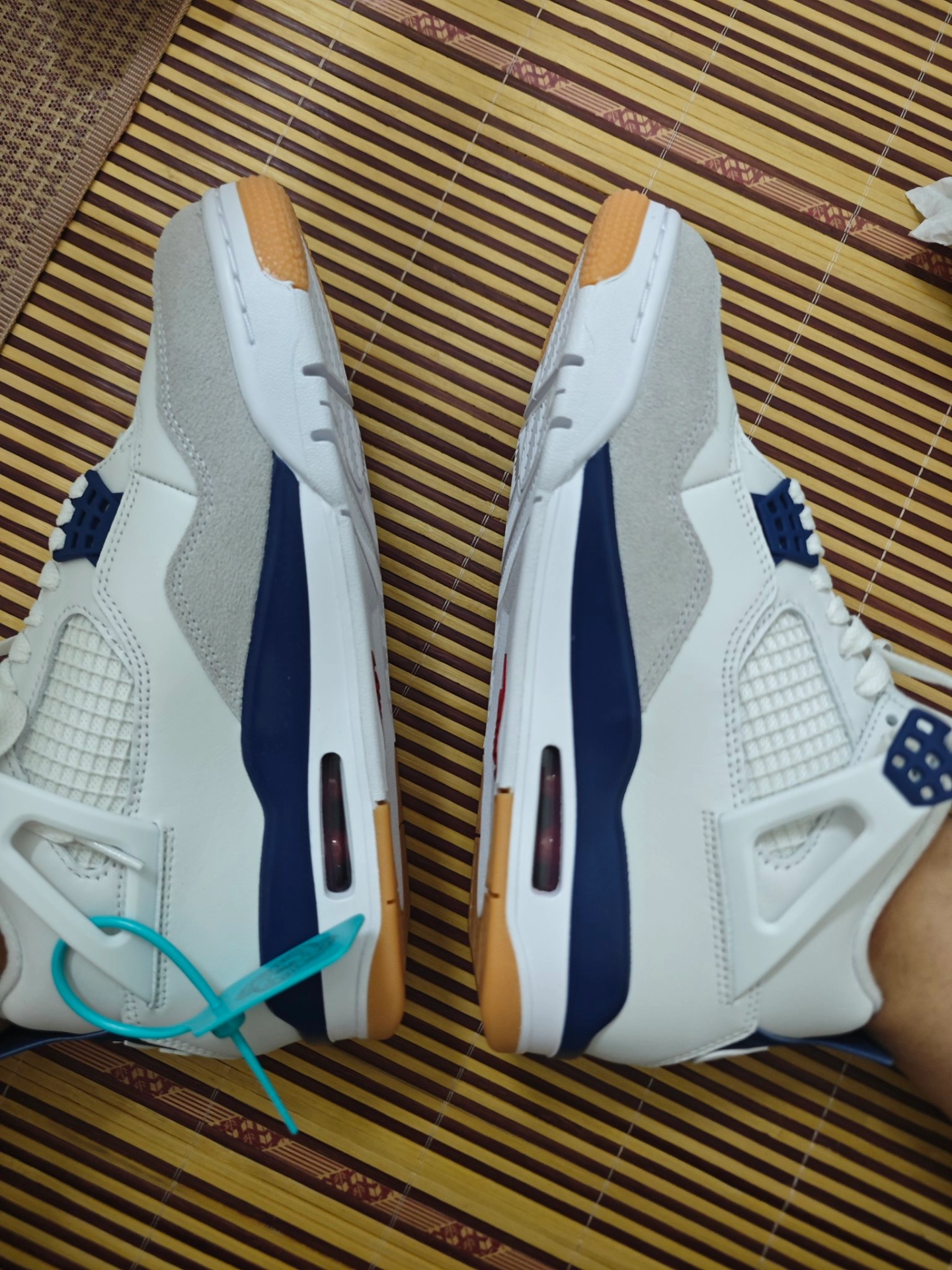 custom review-Nike SB x Jordan Air Jordan 4 'Темно-синий' Устойчивый к истиранию MID Топ Винтажные баскетбольные кроссовки Унисекс Белый Синий