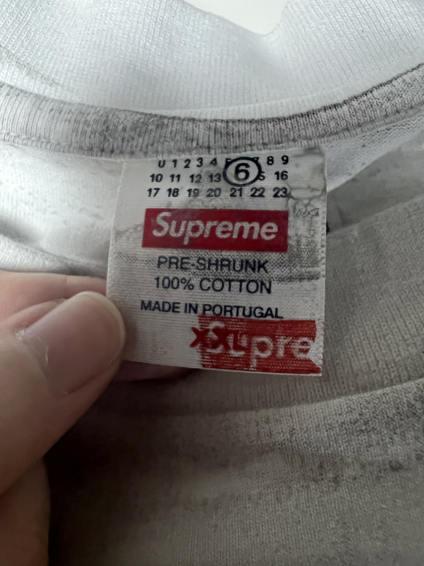 custom review-Supreme x MM6 Maison Margiela совместная брендированная рубашка унисекс серого цвета