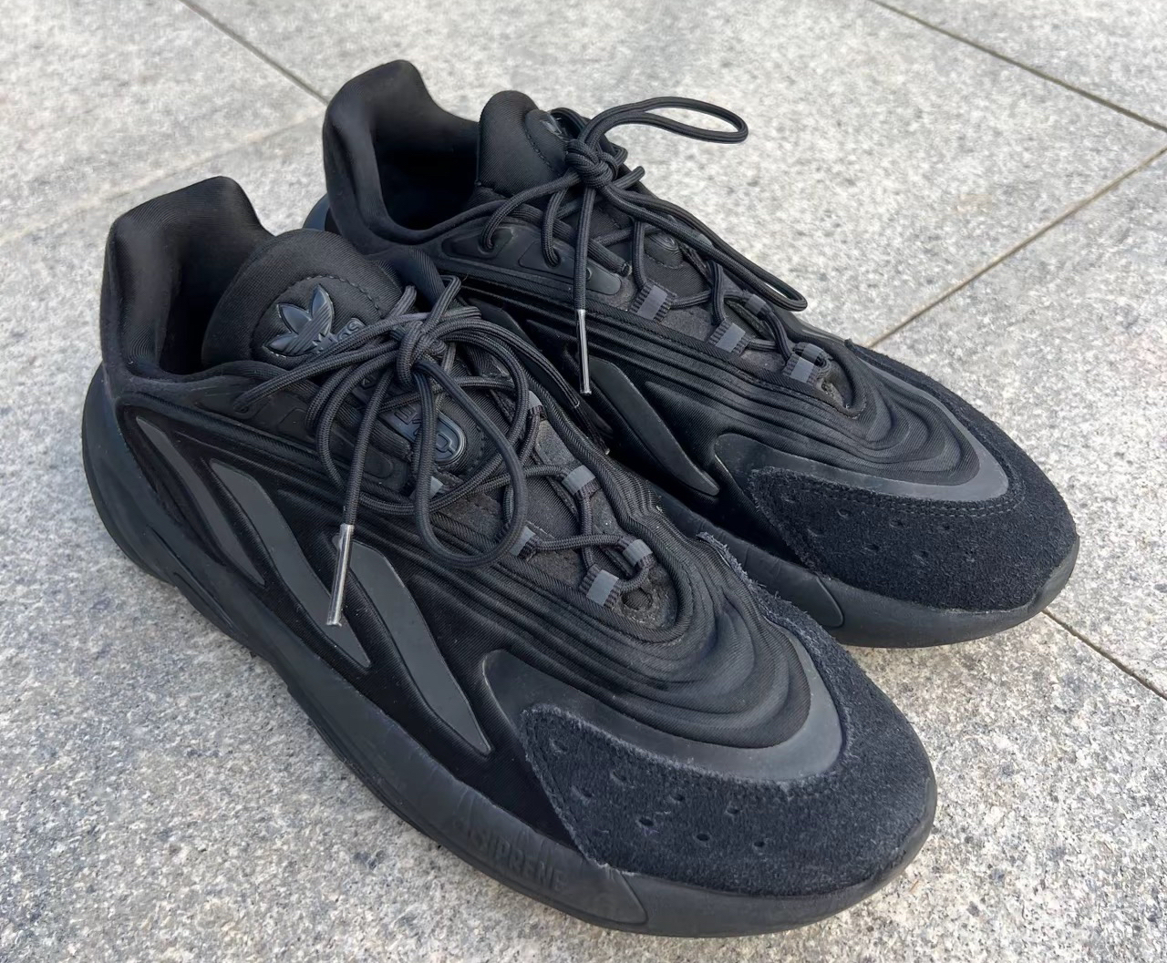 custom review-Adidas Originals Ozelia Устойчивые к истиранию низкие топы с толстой подошвой Унисекс Черные