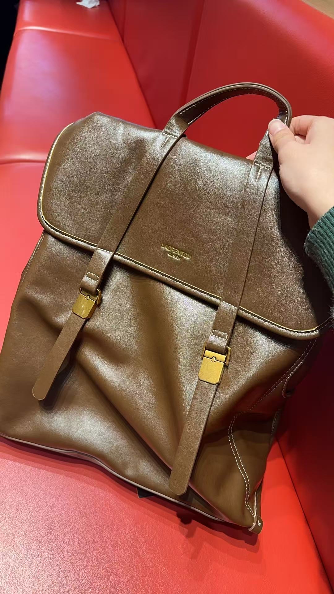 custom review-Old Man's Head Полиуретан Рюкзак Ноутбук Сумка Рюкзак Женские Коричневый