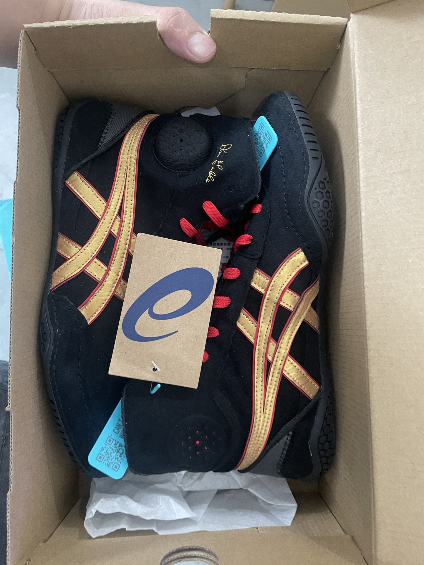 custom review-Asics Износостойкие Высокие Кроссовки для тренировок Унисекс Черный Золотой