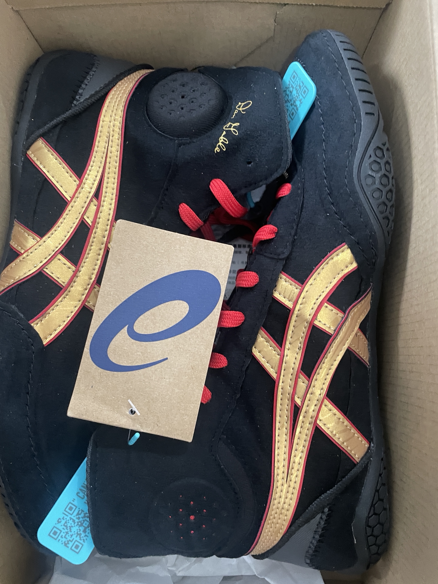 custom review-Asics Износостойкие Высокие Кроссовки для тренировок Унисекс Черный Золотой