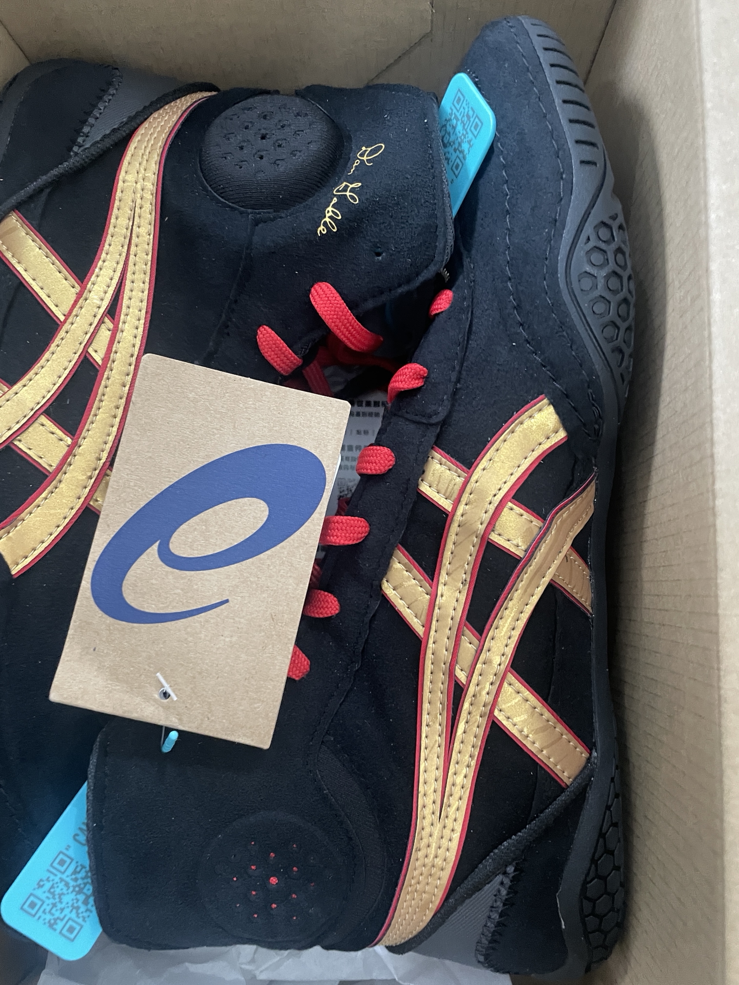 custom review-Asics Износостойкие Высокие Кроссовки для тренировок Унисекс Черный Золотой