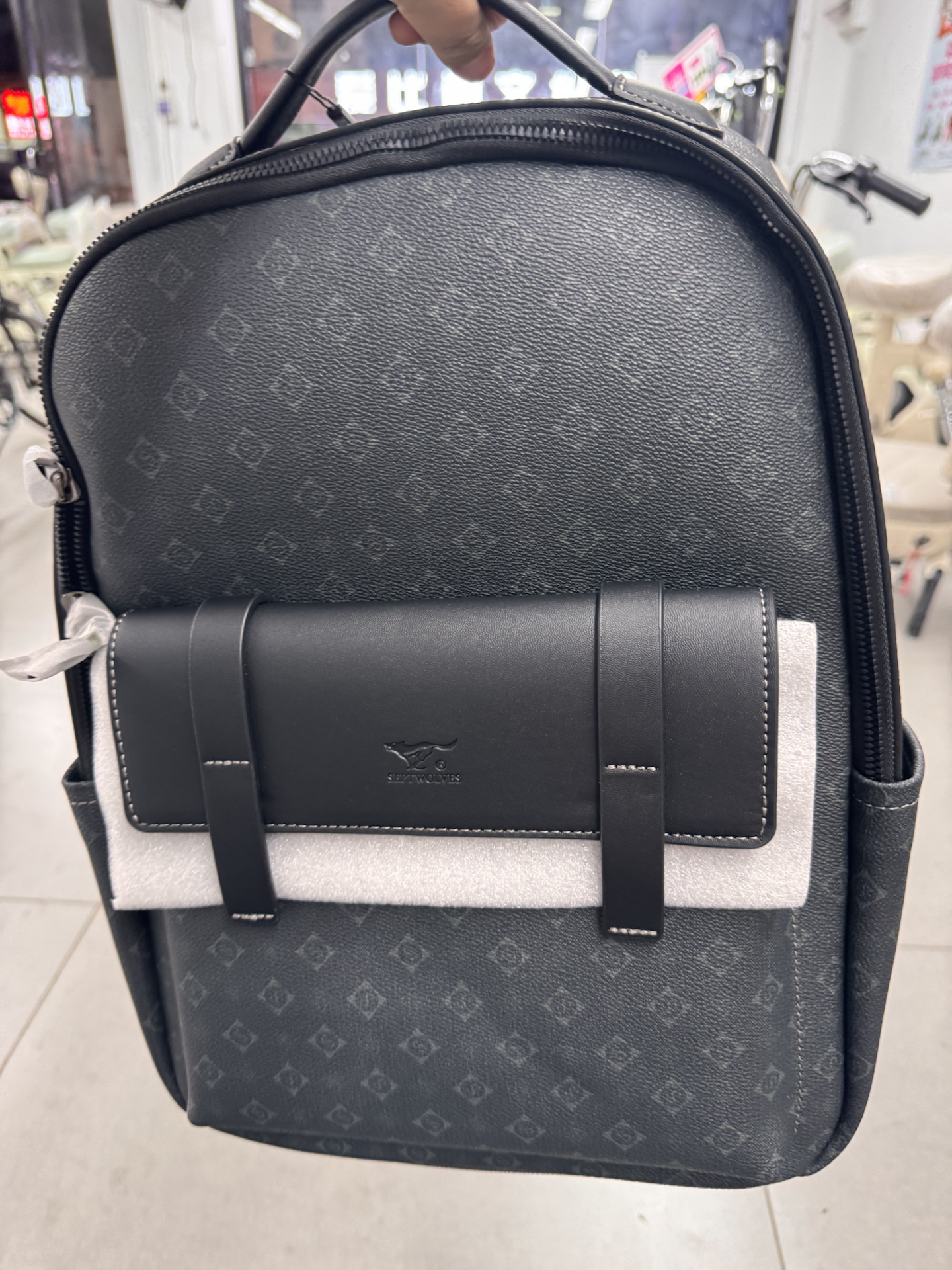 custom review-SEPTWOLVES Синтетическая кожа Рюкзак QPL Унисекс Черный