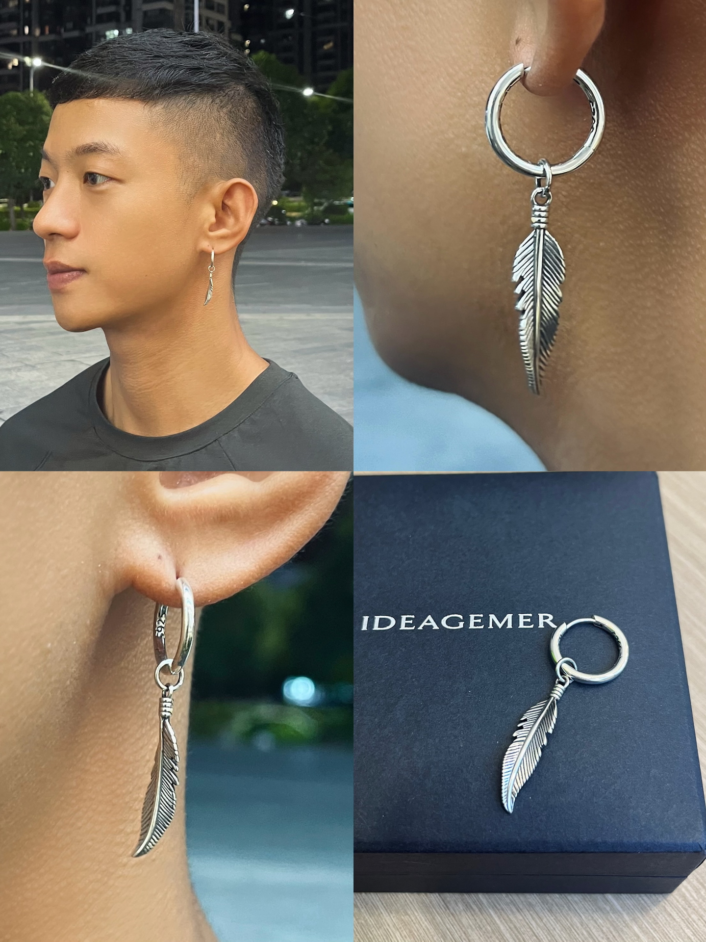 🪶出门帅炸街的羽毛耳环❗️复古小众痞帅男生耳饰