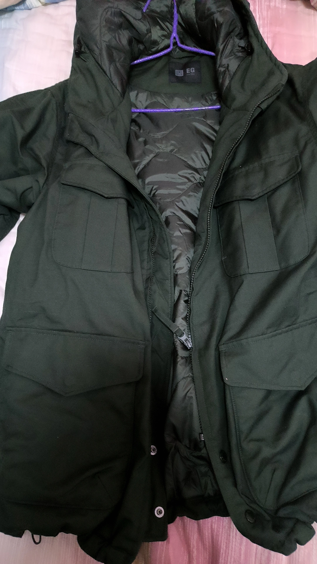 custom review-UNIQLO X EG Co Бренд FW23 Куртка Унисекс Оливковый