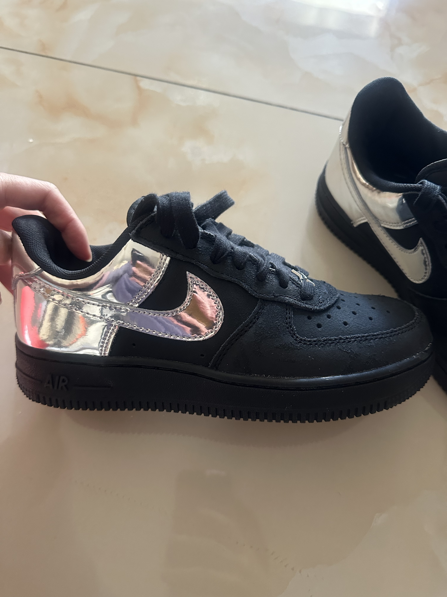 custom review-Nike Air FORCE 1 Slip-on Устойчивый к истиранию Низкий Топ Скейтбординг Кроссовки Унисекс Черный Белый