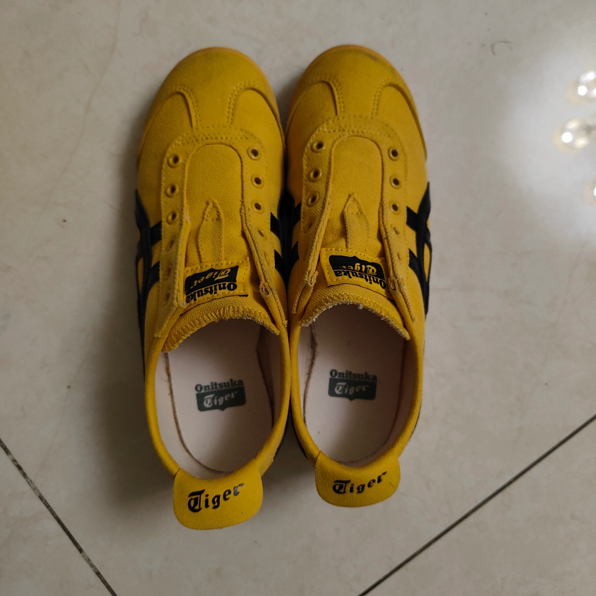 custom review-Onitsuka Tiger MEXICO 66 Slip-On Текстиль Синтетическая Кожа Низкие Кроссовки для Скейтбординга Унисекс Желтые