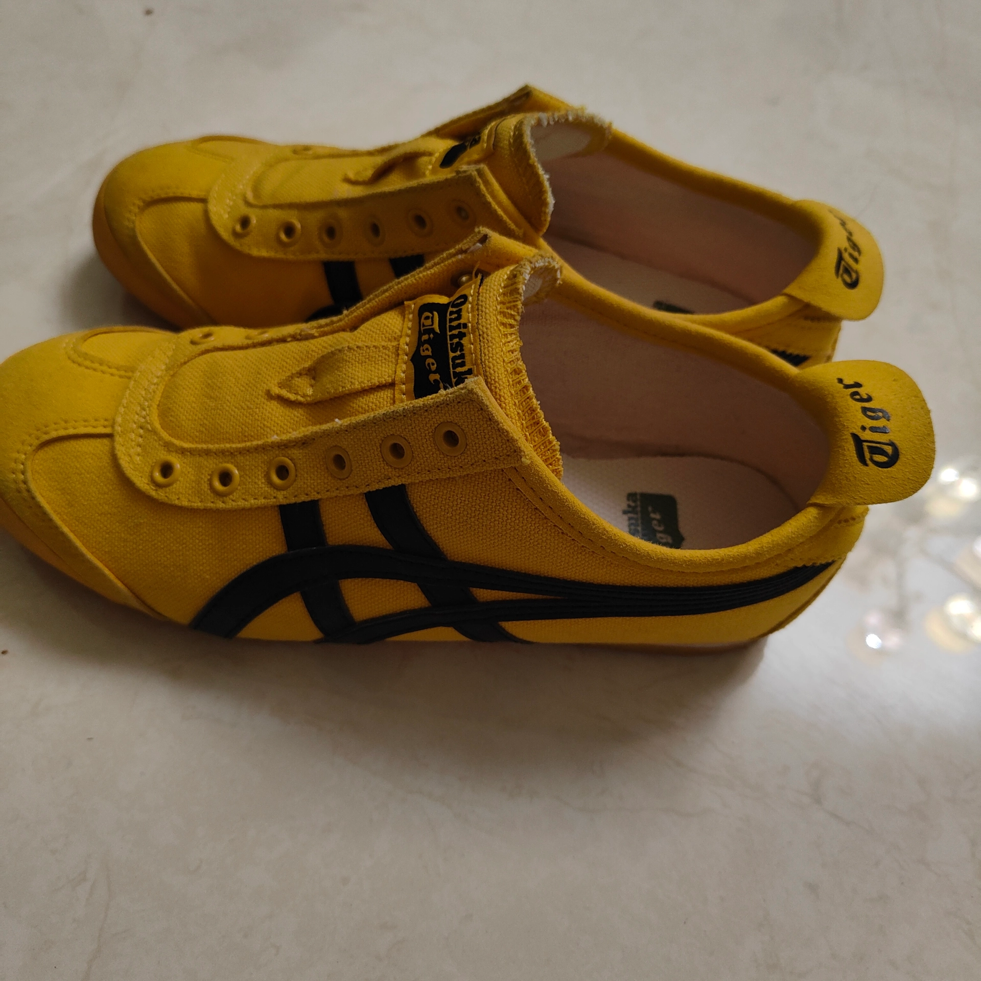 custom review-Onitsuka Tiger MEXICO 66 Slip-On Текстиль Синтетическая Кожа Низкие Кроссовки для Скейтбординга Унисекс Желтые