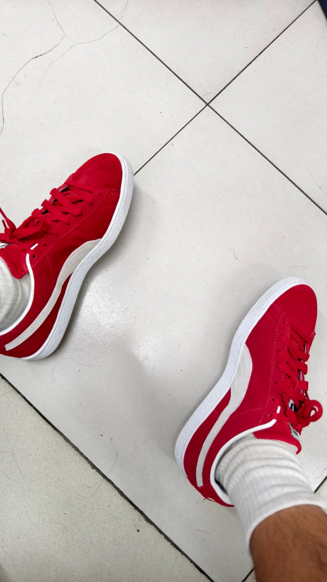 custom review-PUMA Suede Classic XXI Classic XXI Кожа Износостойкая и Легкий Низкий Топ Скейтборд Кроссовки Унисекс Красный Белый