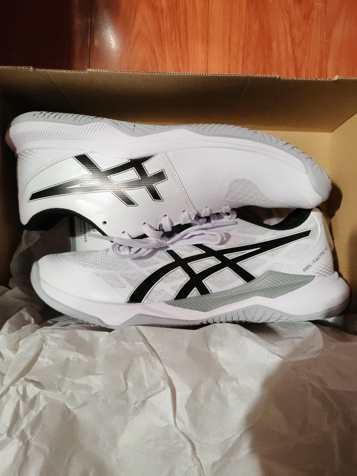 custom review-Asics Gel Tactic 12 Амортизация Низкие Кроссовки для тренировок Мужские Белые Синие