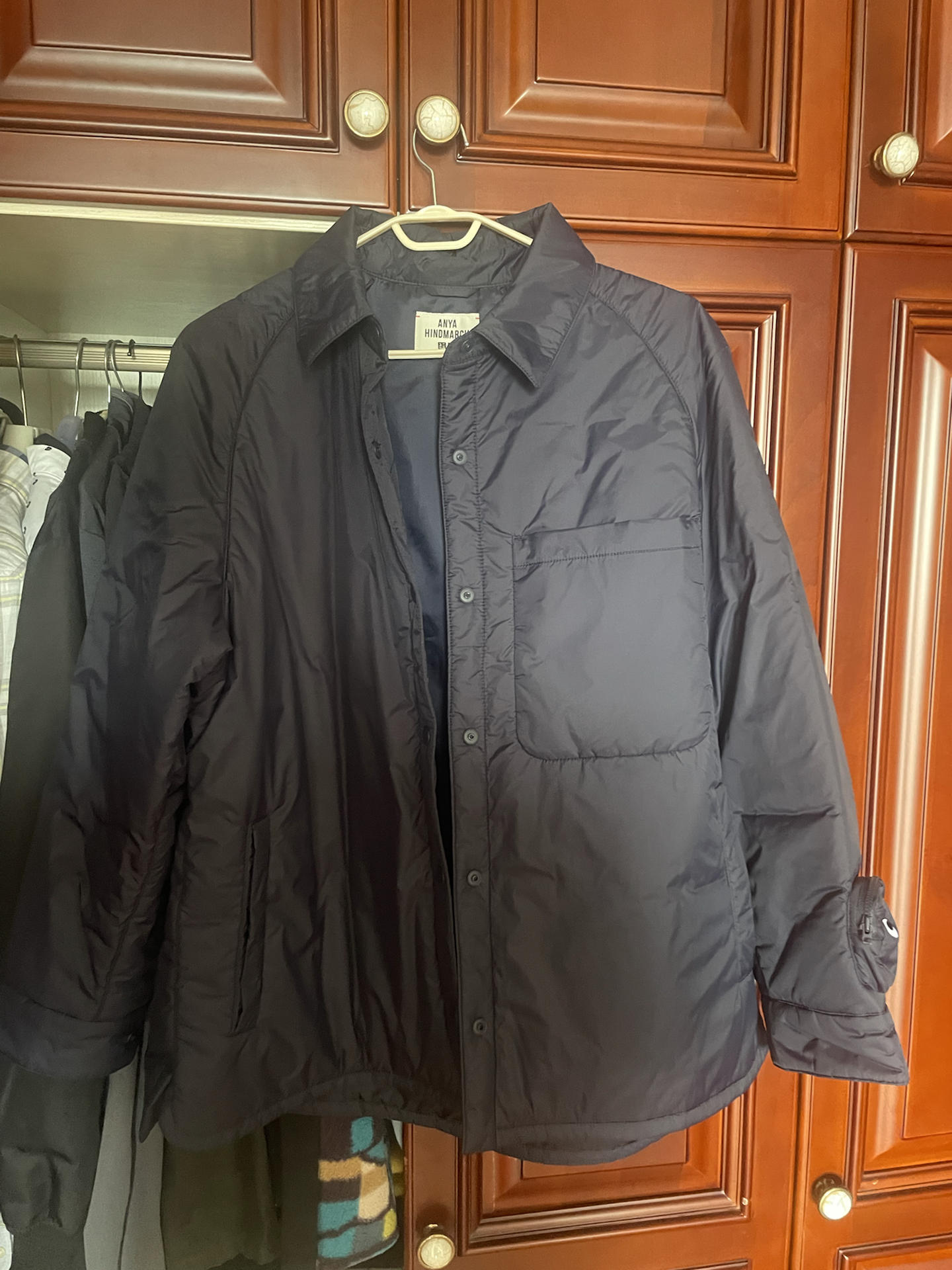 custom review-UNIQLO Anya Hindmarch Co Бренд Индиго Унисекс Куртки