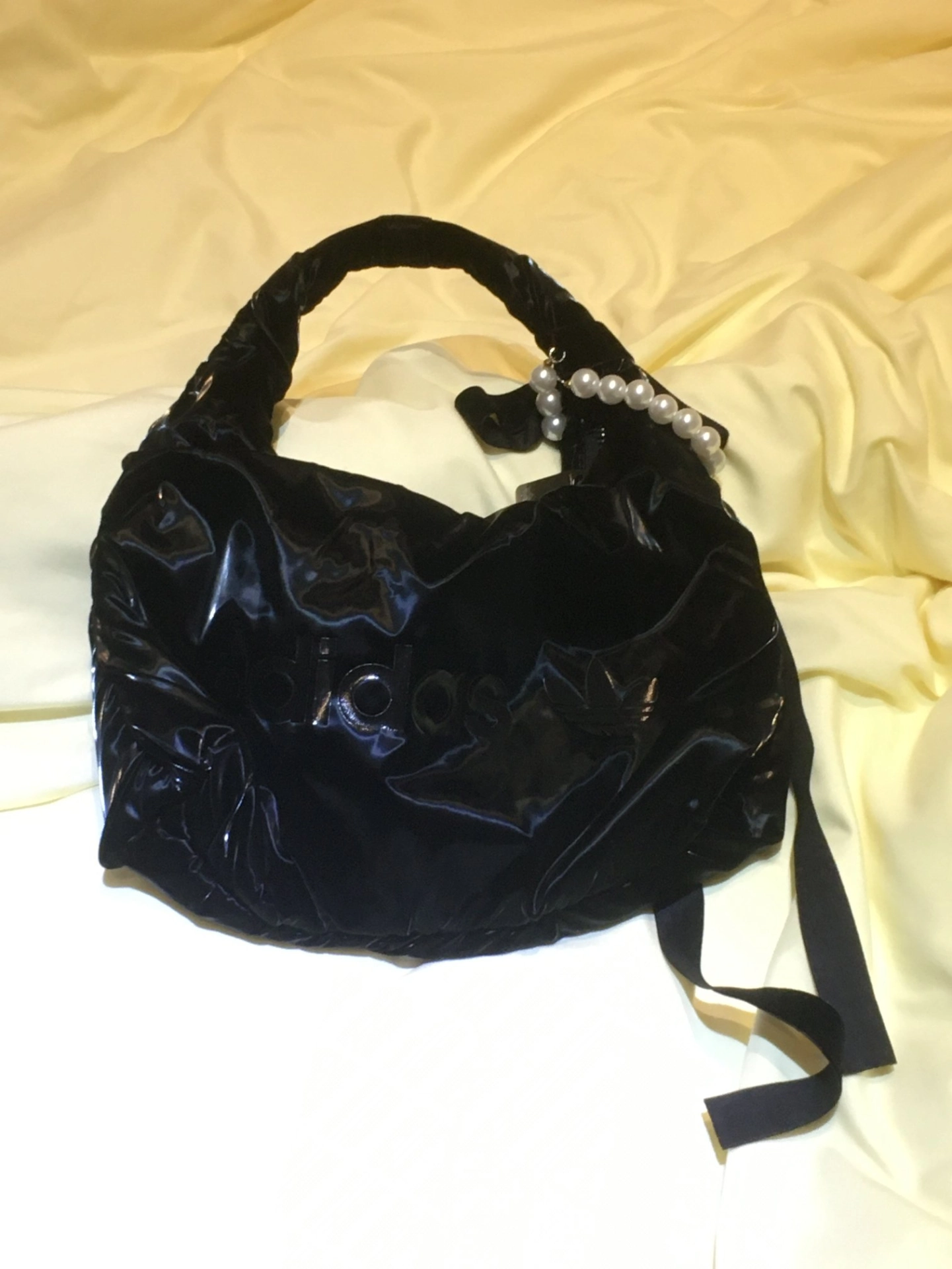 custom review-Adidas Originals Cloud Сумка из ПУ (полиуретан) Сумка через плечо Мини Сумка Женская Черная