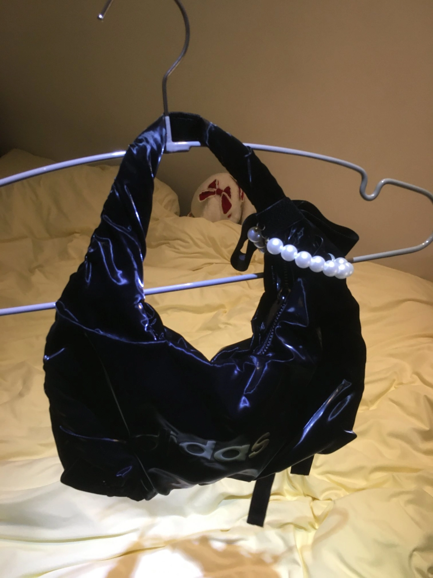 custom review-Adidas Originals Cloud Сумка из ПУ (полиуретан) Сумка через плечо Мини Сумка Женская Черная