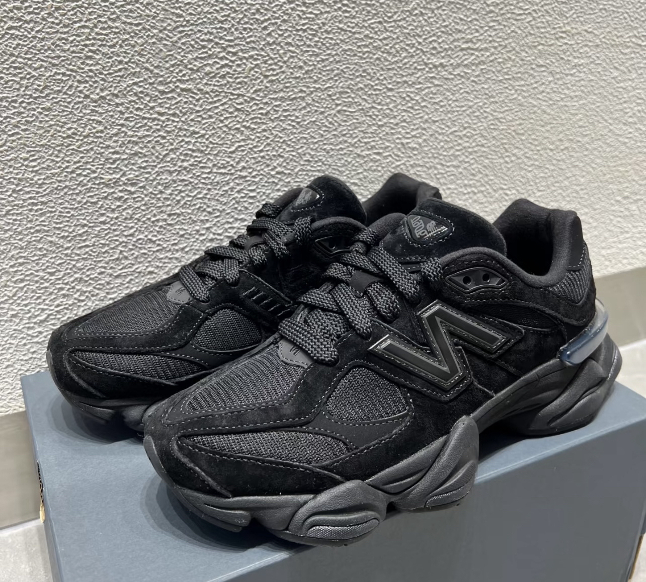 custom review-New Balance NB 9060 'Тройной Черный' Устойчивый к истиранию Низкий Топ Casual Унисекс Черный